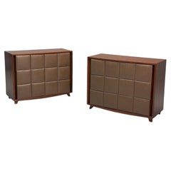 Vintage Gilbert Rohde, Mid-Century Modern, Dressers, Leather, Stained Wood, 1940s