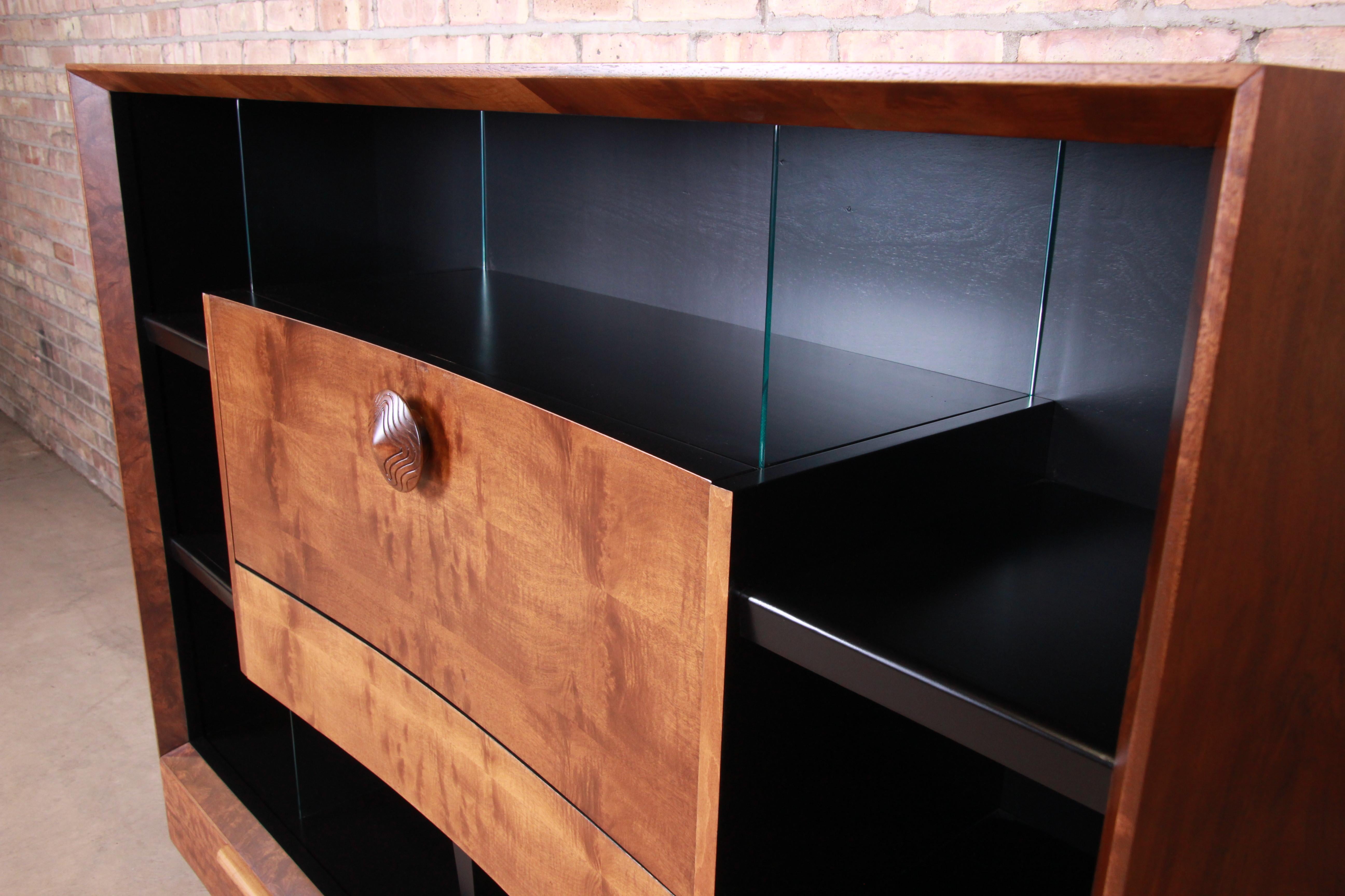 Gilbert Rohde Paldao Bookcase Cabinet with Secretary Desk, Newly Restored 9