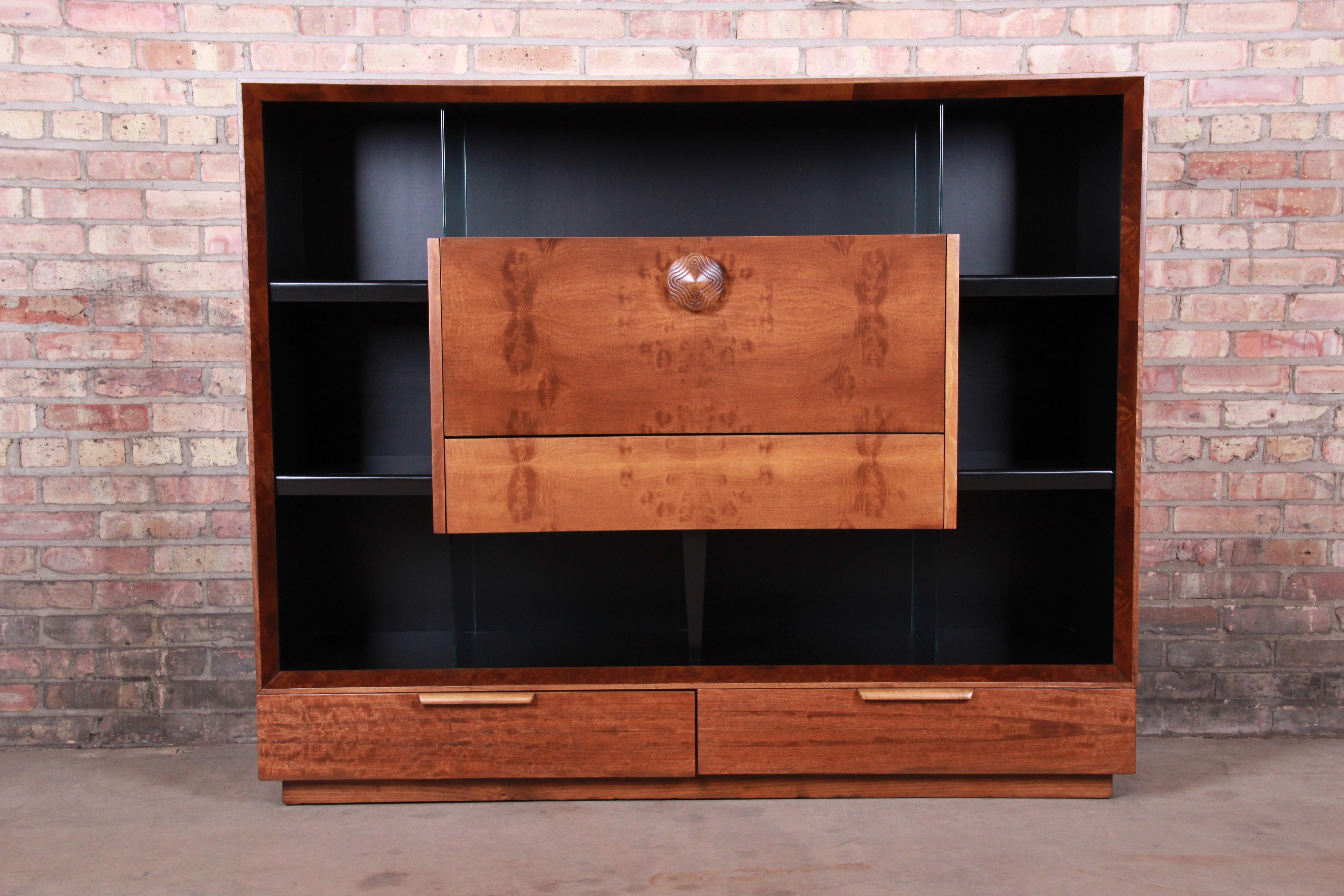 An extremely rare and exceptional Mid-Century Modern bookcase cabinet with drop-front secretary desk

Designed by Gilbert Rohde for Herman Miller 