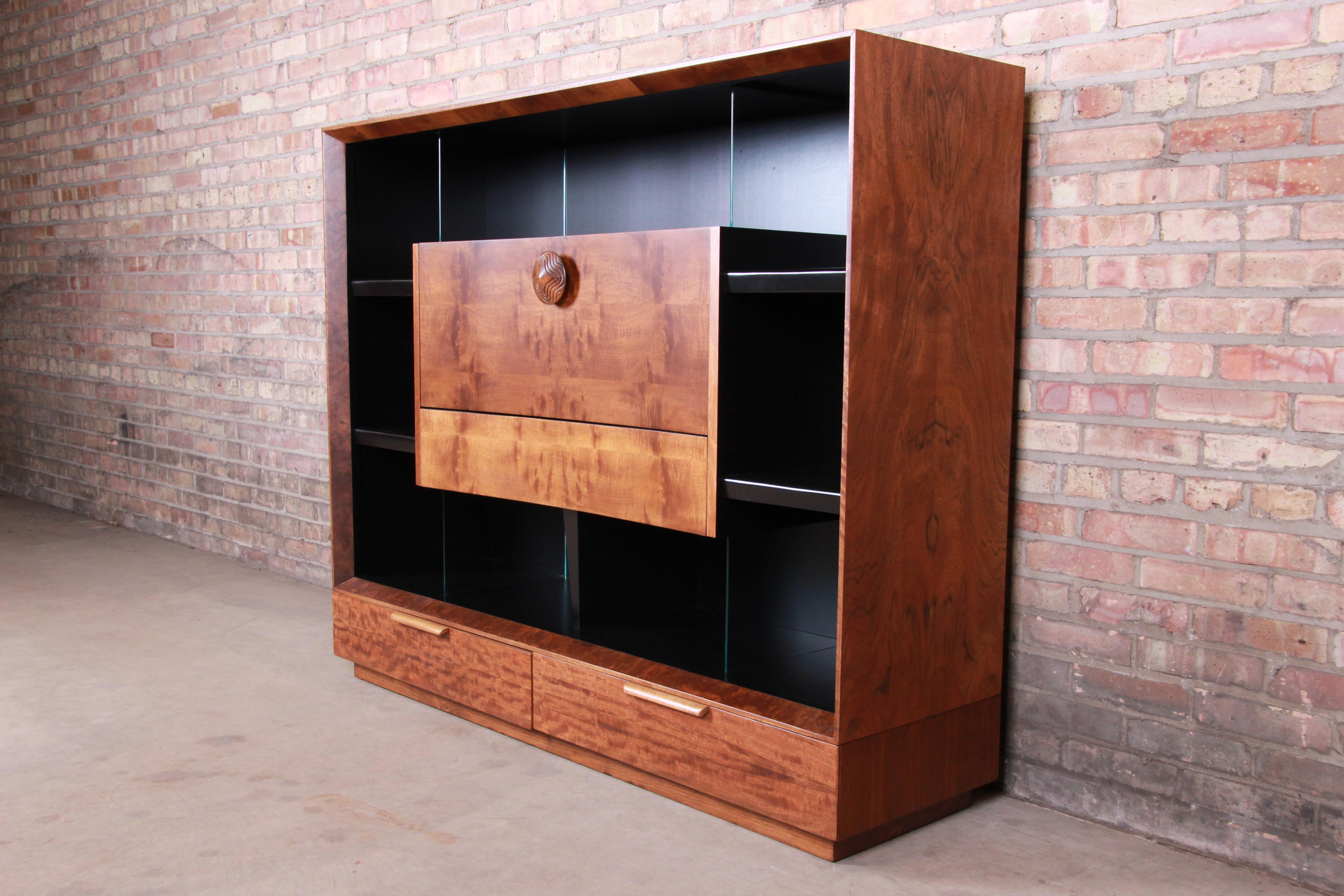 Mid-Century Modern Gilbert Rohde Paldao Bookcase Cabinet with Secretary Desk, Newly Restored