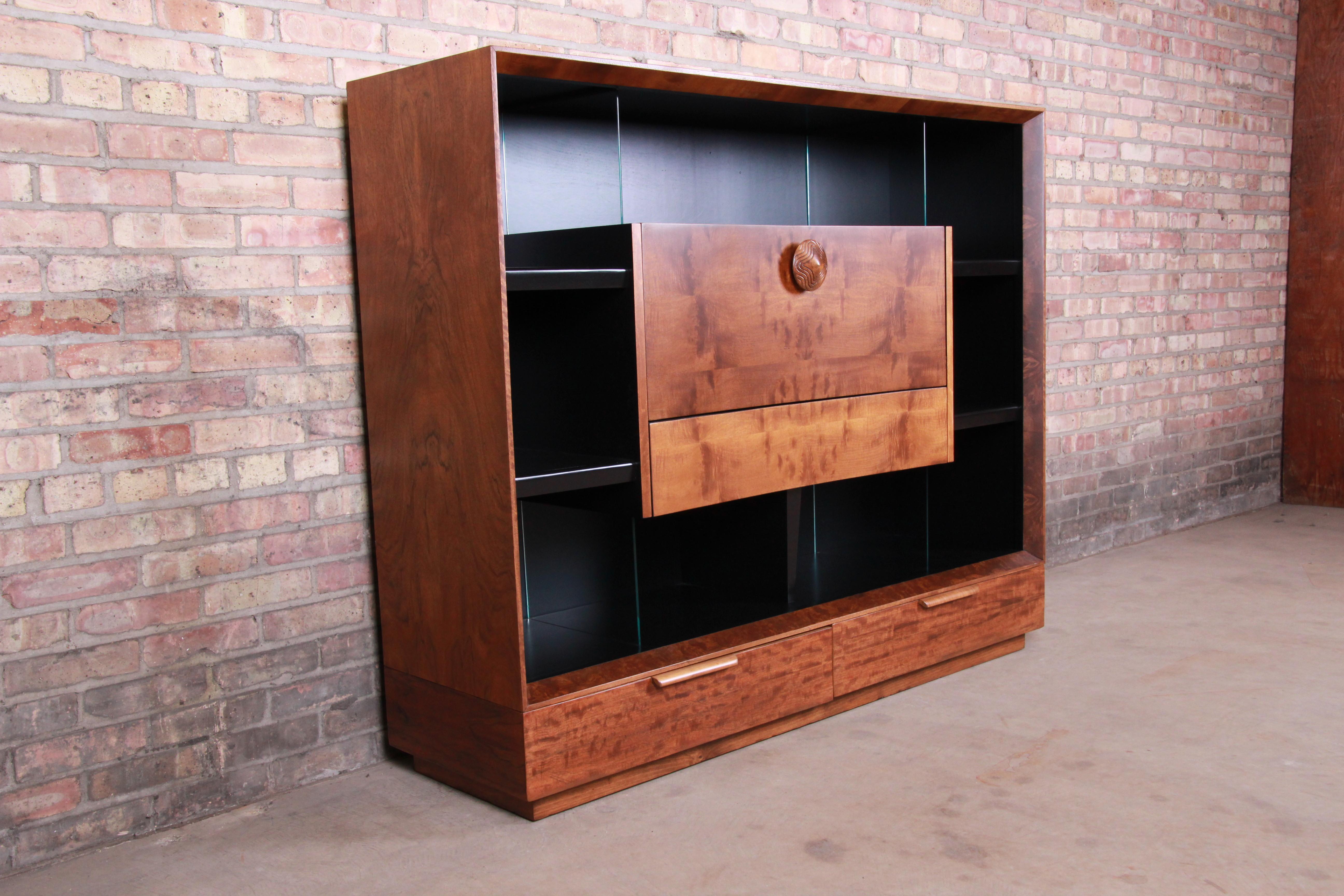 American Gilbert Rohde Paldao Bookcase Cabinet with Secretary Desk, Newly Restored