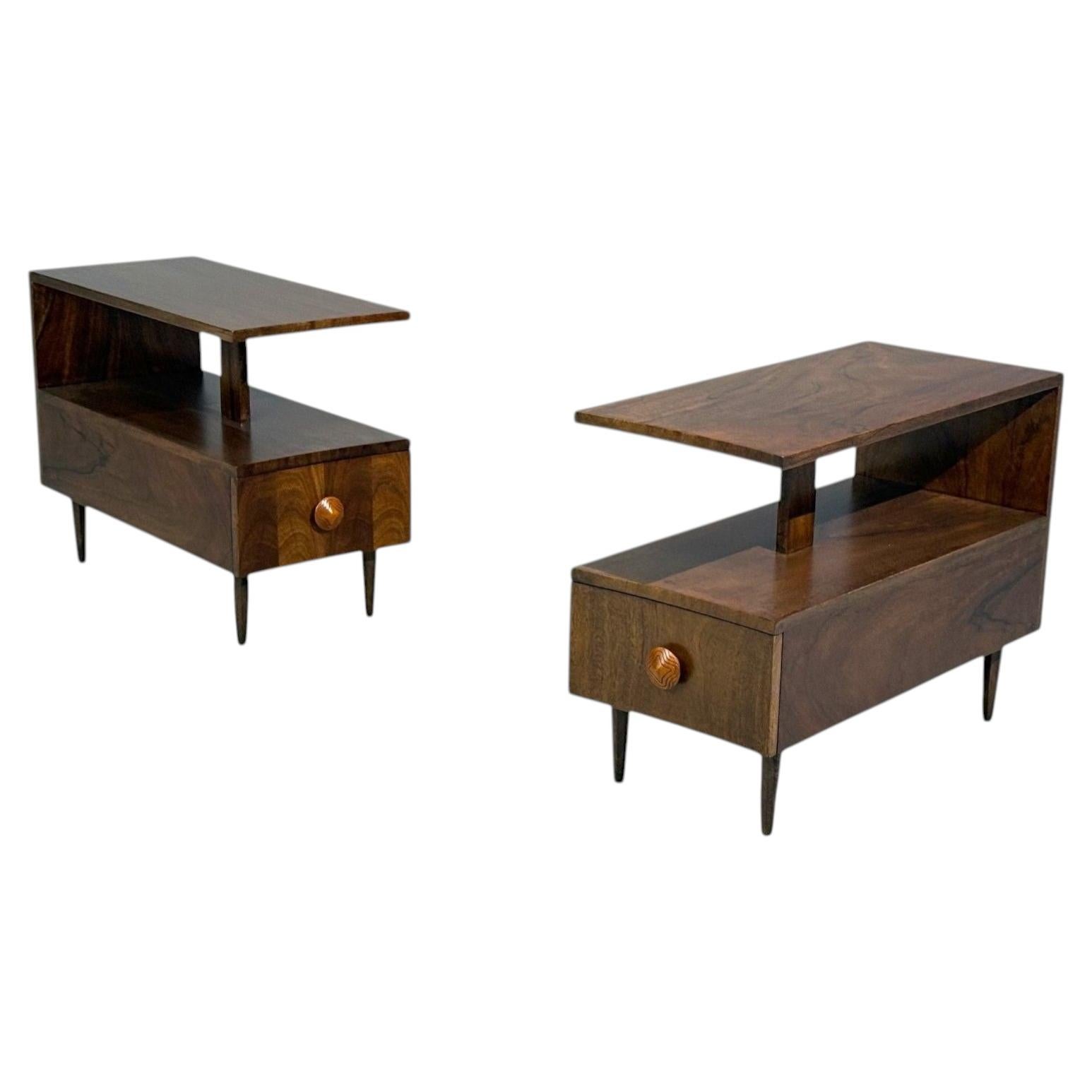 Gilbert Rohde, Rare Paldao End Tables, Walnut, USA, 1940s