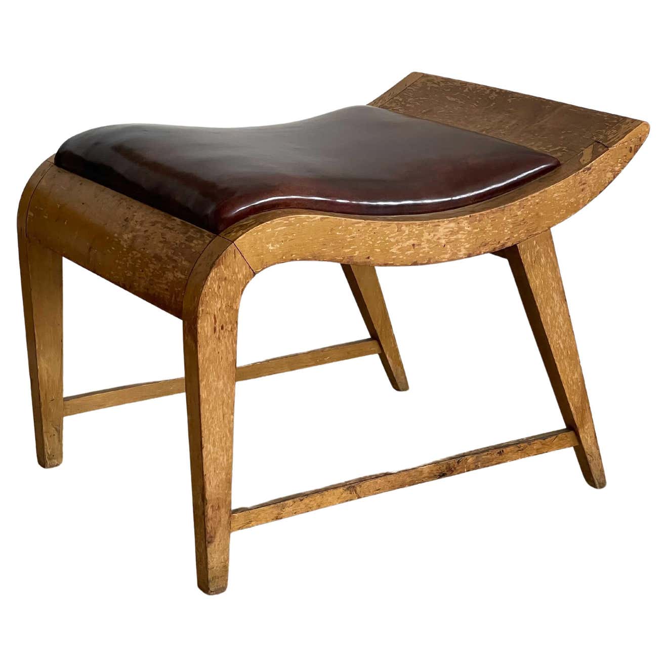 Gilbert Rohde, Rare Stool, Wood, Brown Leatherette, Herman Miller ...