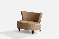 Gilbert Rohde, Slipper Chair, Fabric, Wood, USA, 1940s