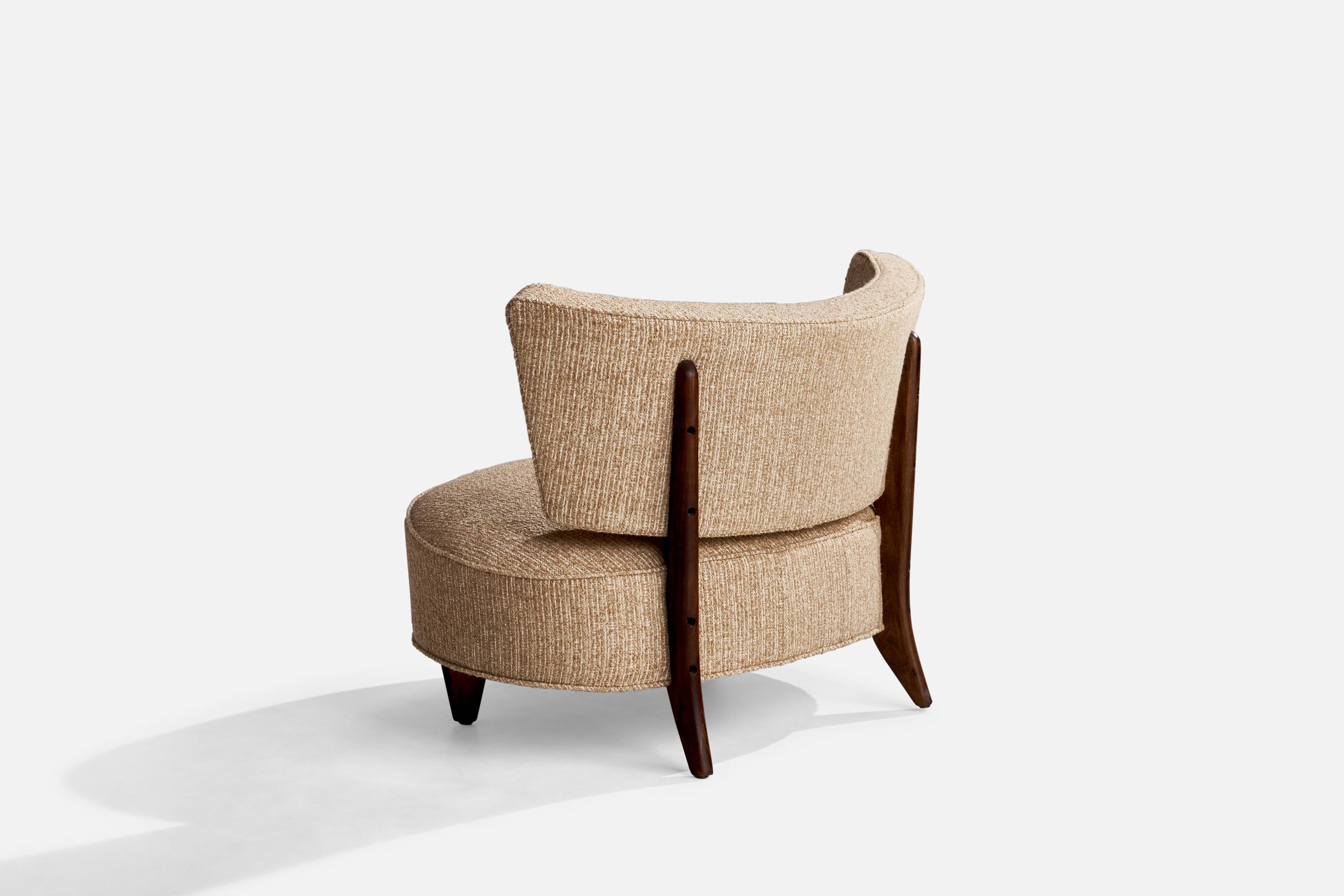 Mid-20th Century Gilbert Rohde, Slipper Chair, Fabric, Wood, USA, 1940s For Sale