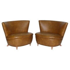 Sedie da salotto con pantofola di Gilbert Rohde rivestite in Fabrice di epoca Art Deco