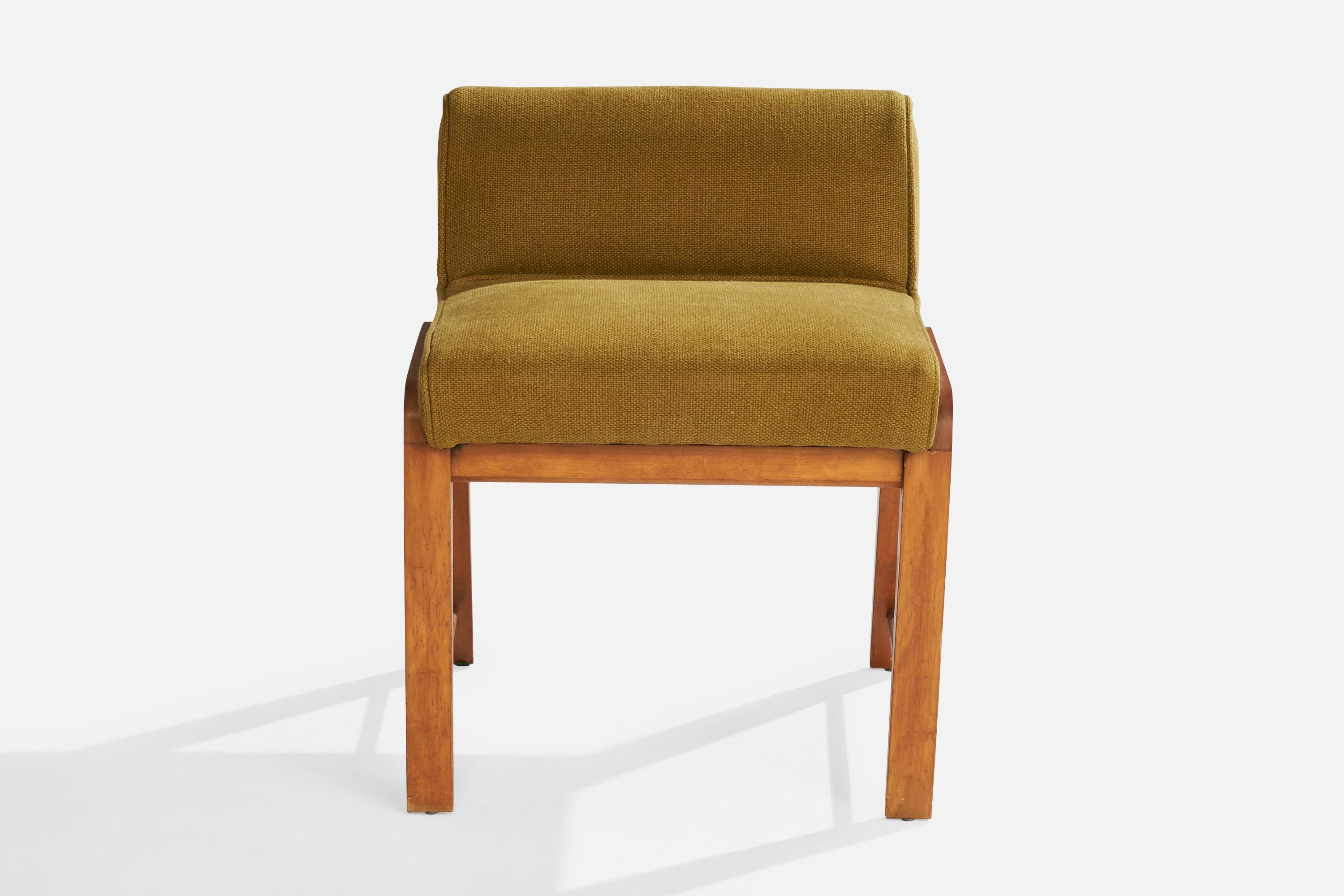 Tabouret Gilbert Rohde, acajou, tissu, États-Unis, années 1940 Bon état - En vente à High Point, NC