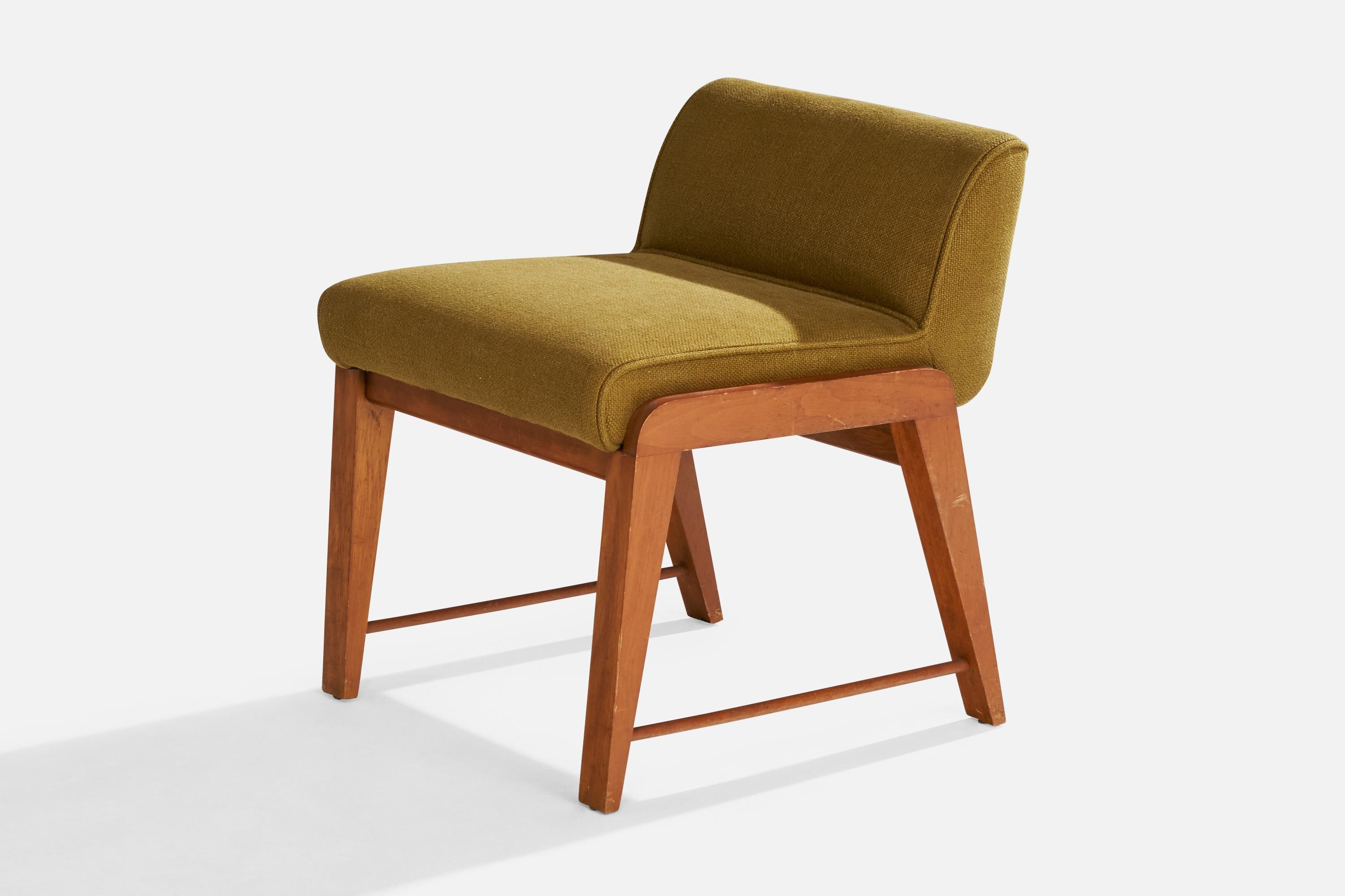 Milieu du XXe siècle Tabouret Gilbert Rohde, acajou, tissu, États-Unis, années 1940 en vente