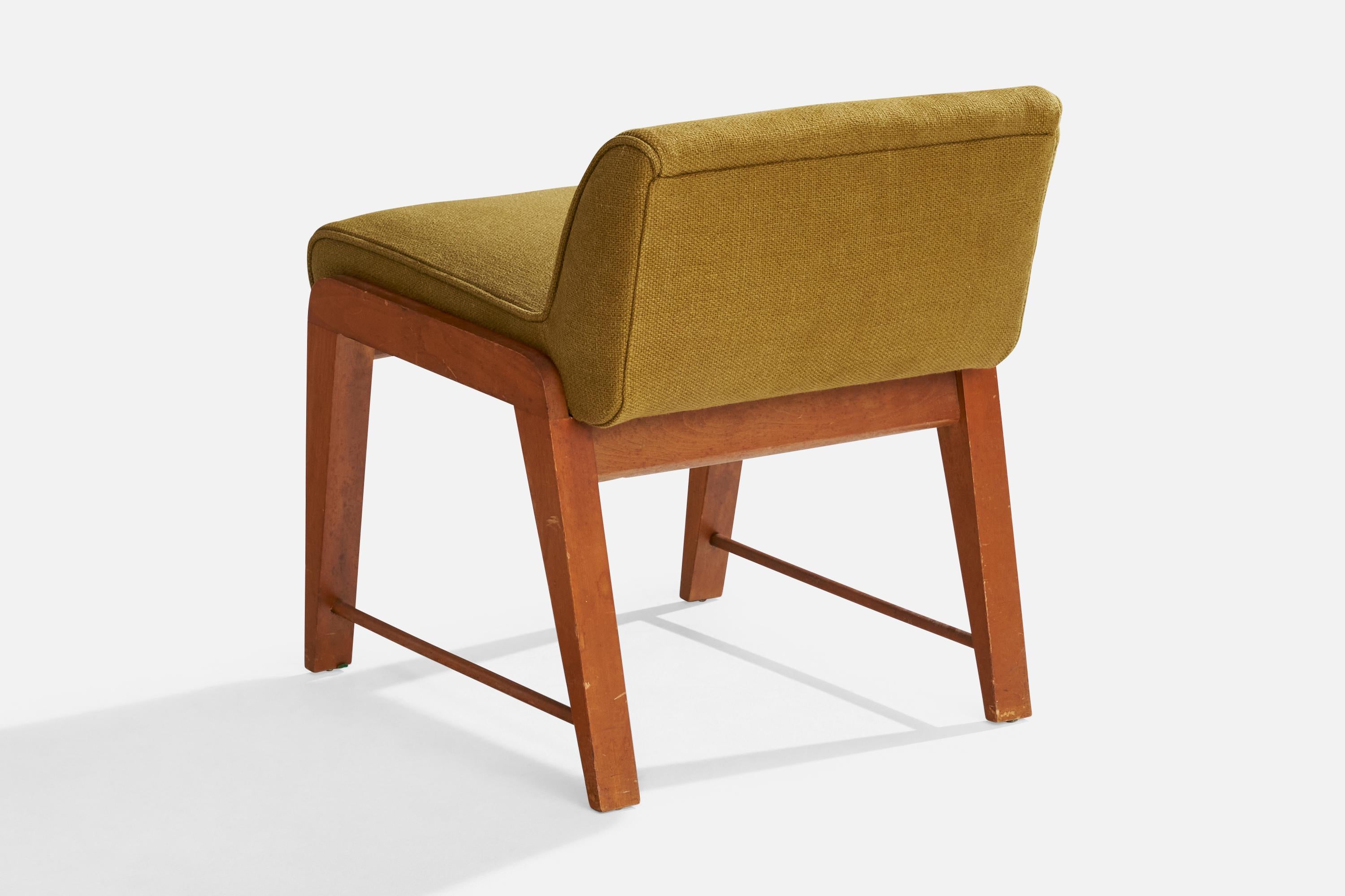 Tissu Tabouret Gilbert Rohde, acajou, tissu, États-Unis, années 1940 en vente