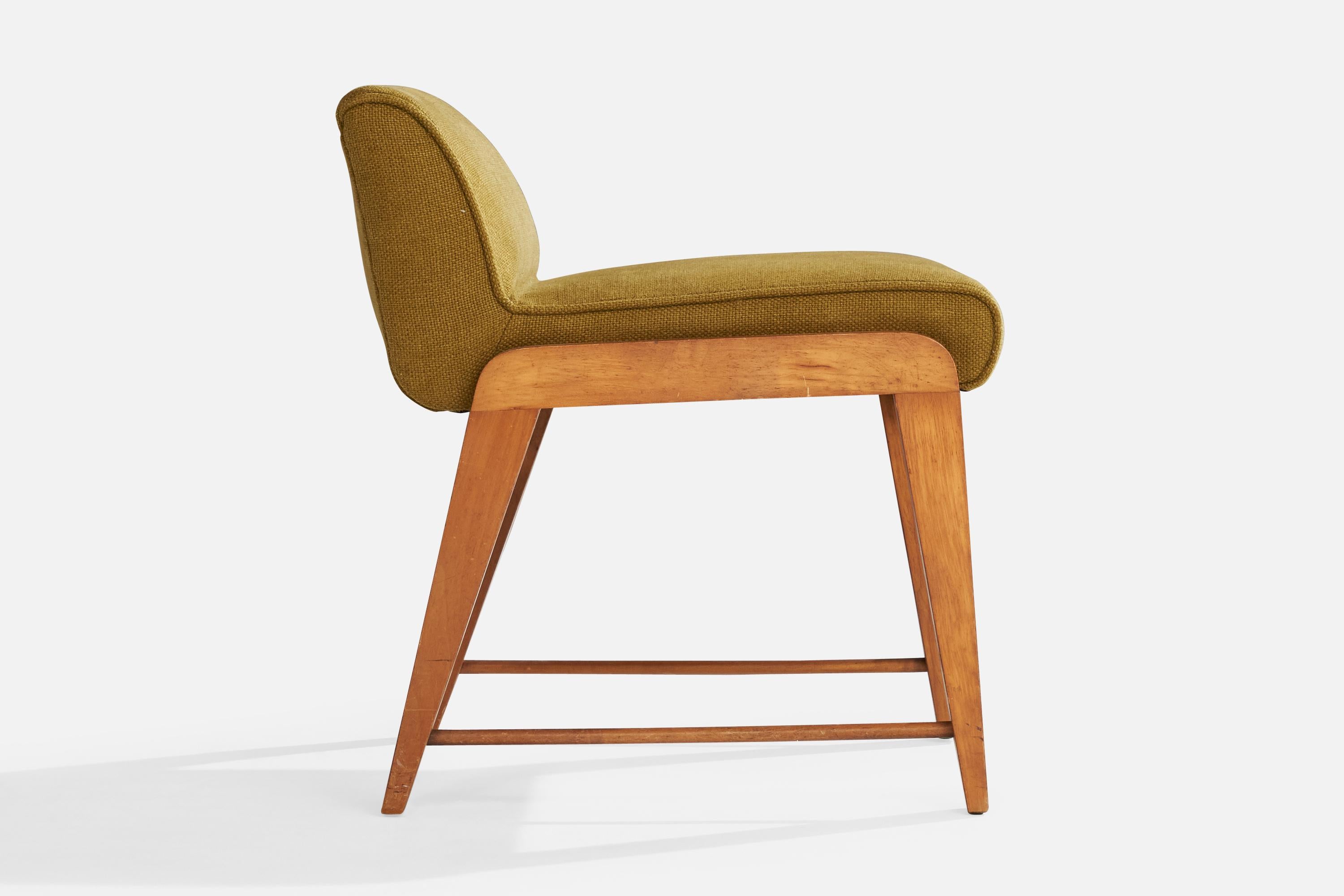 Tabouret Gilbert Rohde, acajou, tissu, États-Unis, années 1940 en vente 1