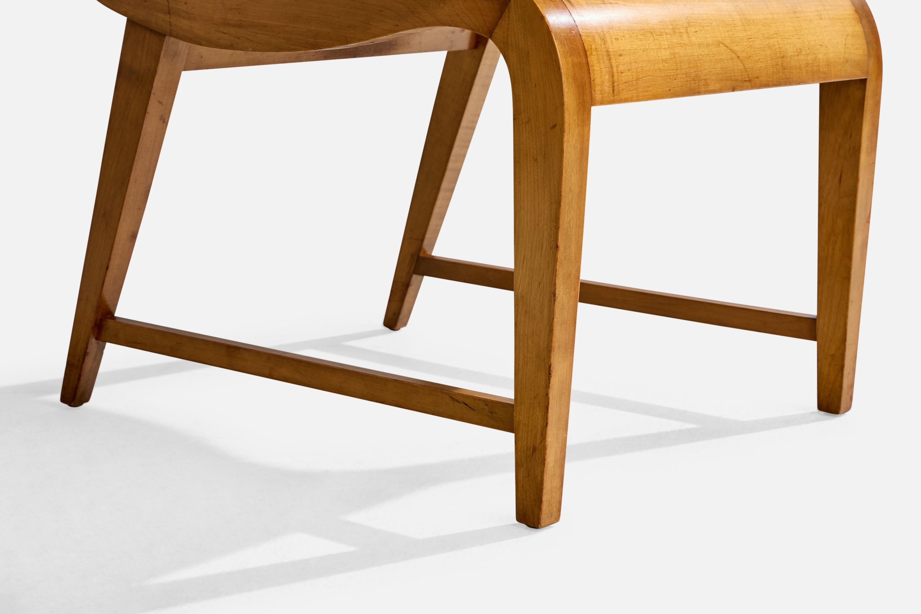 Gilbert Rohde, Stool, Maple, Fabric, USA, 1930s For Sale 4
