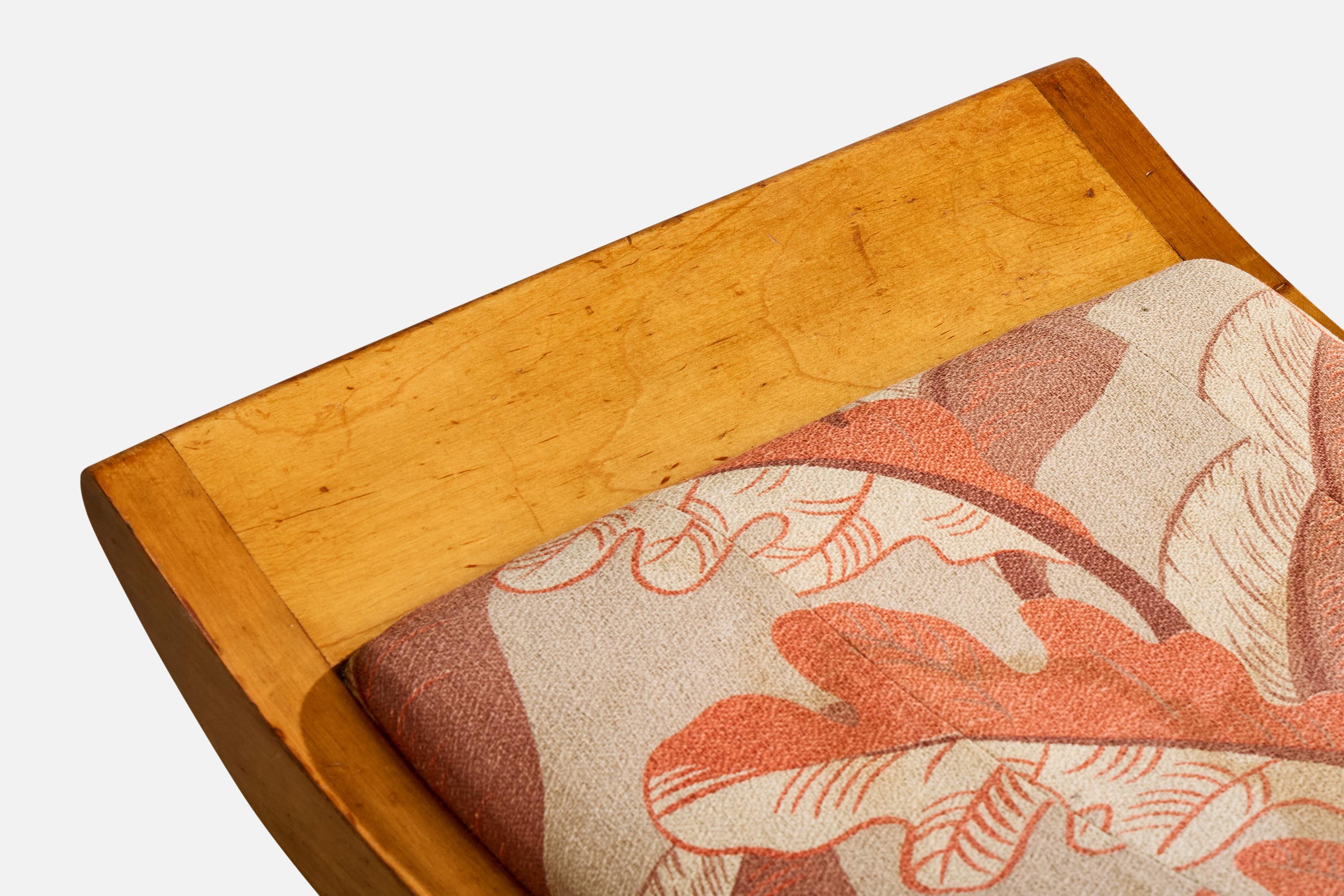 Gilbert Rohde, Stool, Maple, Fabric, USA, 1930s For Sale 1