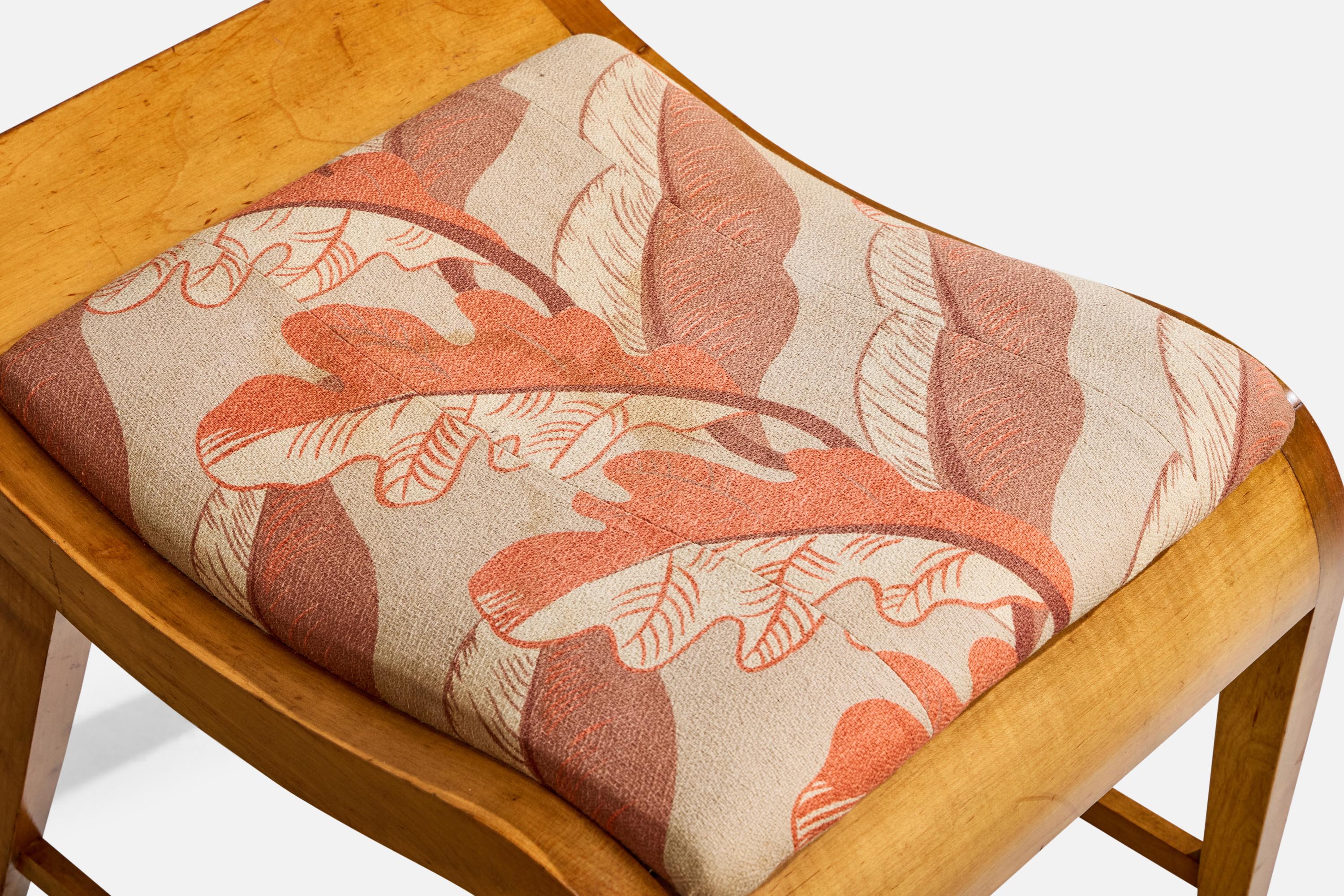 Gilbert Rohde, Stool, Maple, Fabric, USA, 1930s For Sale 2