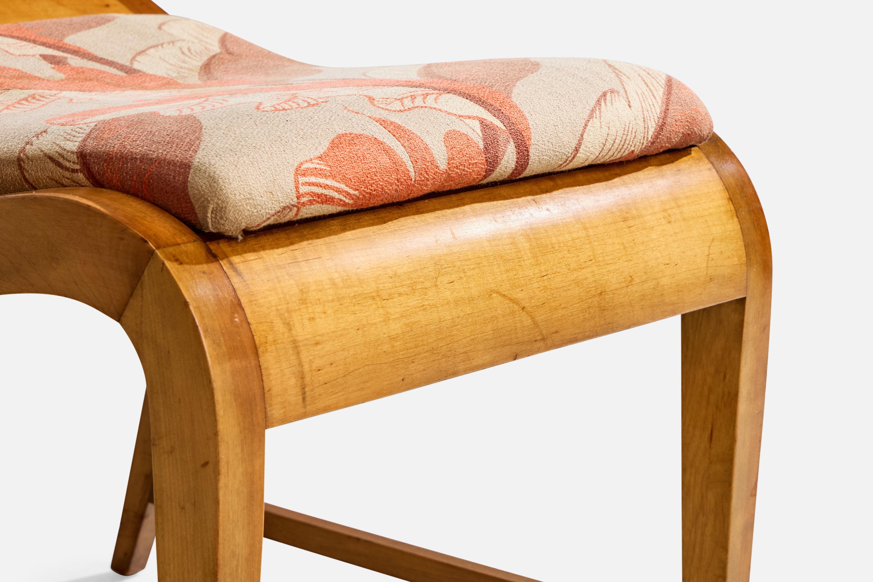 Gilbert Rohde, Stool, Maple, Fabric, USA, 1930s For Sale 3