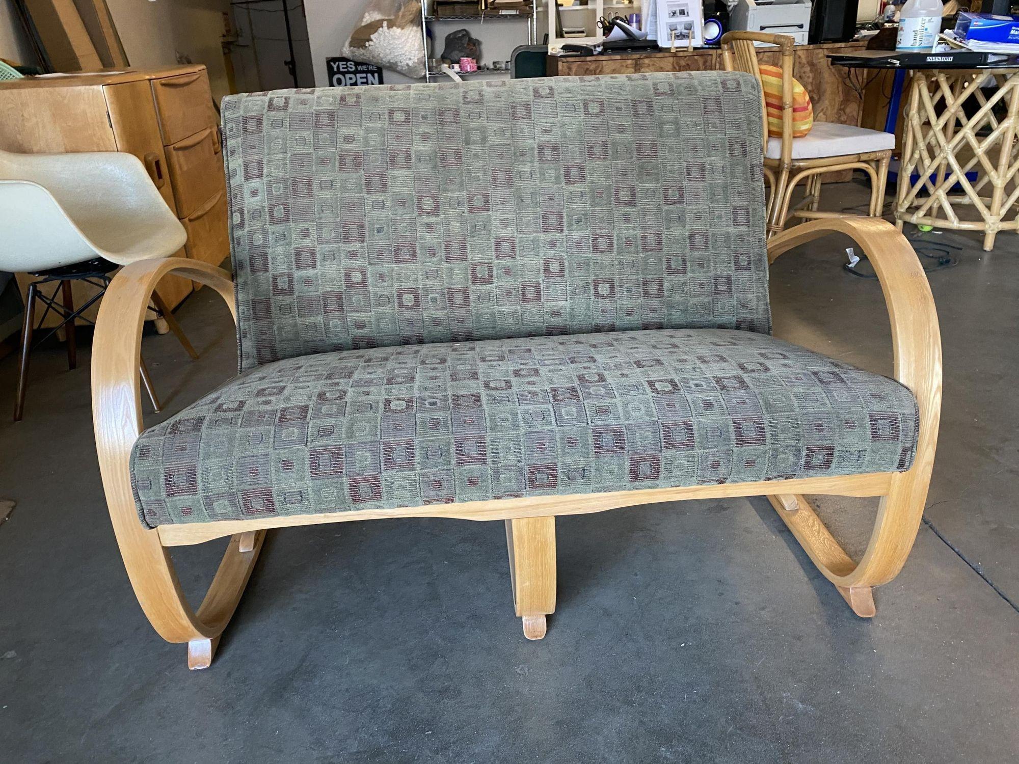 Gilbert Rohde Streamline Art Deco Settee and Lounge Chair Set In Excellent Condition In Van Nuys, CA