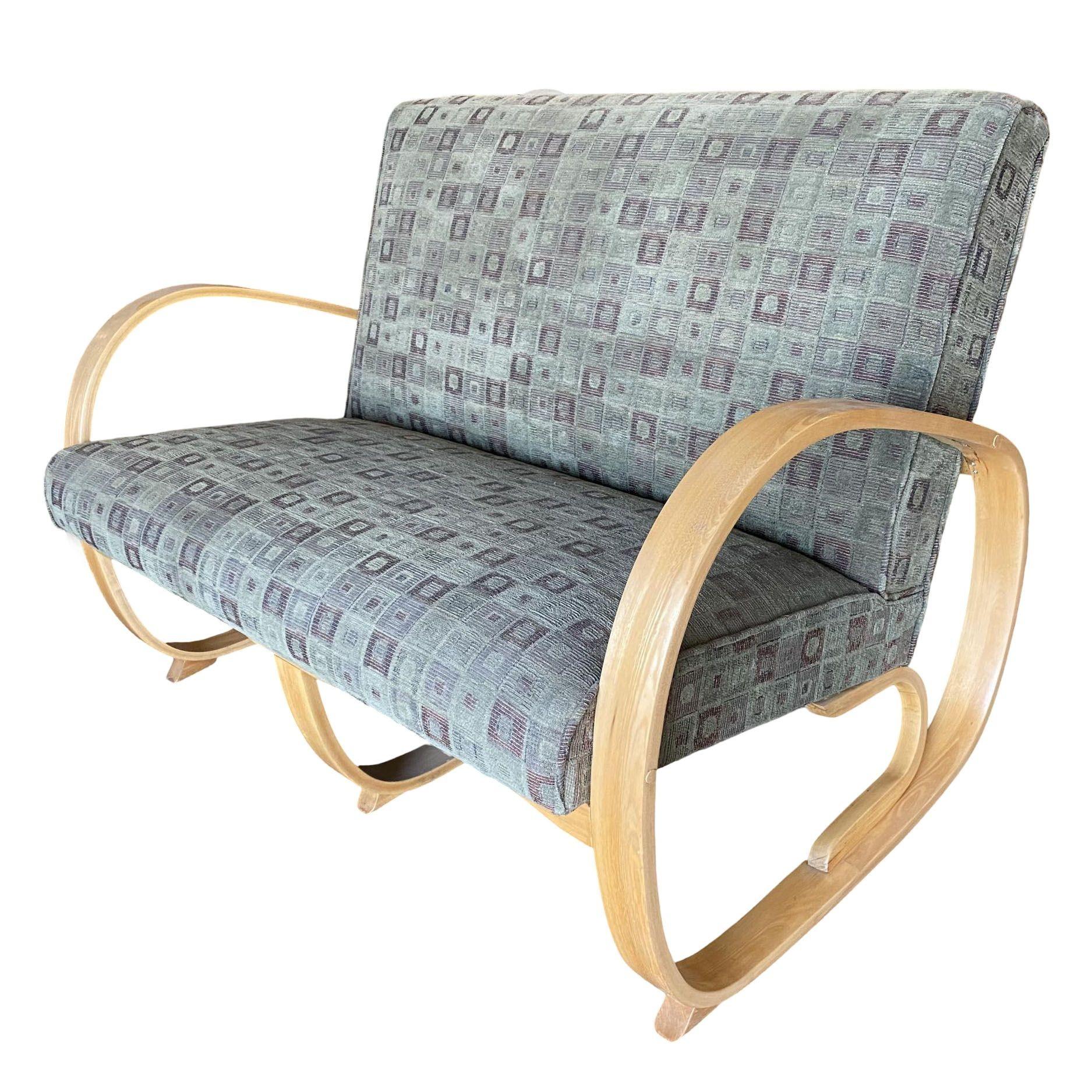 Gilbert Rohde Streamline Art Deco Settee und Lounge Chair Set im Zustand „Hervorragend“ im Angebot in Van Nuys, CA
