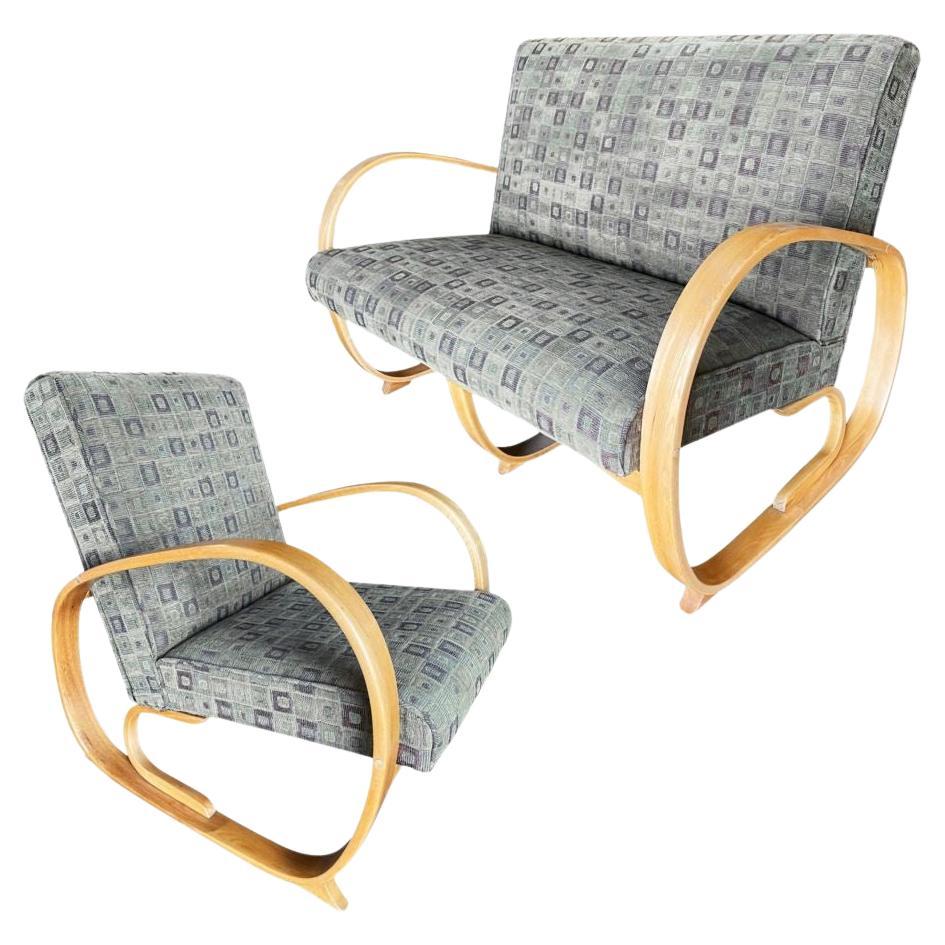 Gilbert Rohde Streamline Art Deco Settee and Lounge Chair Set For Sale