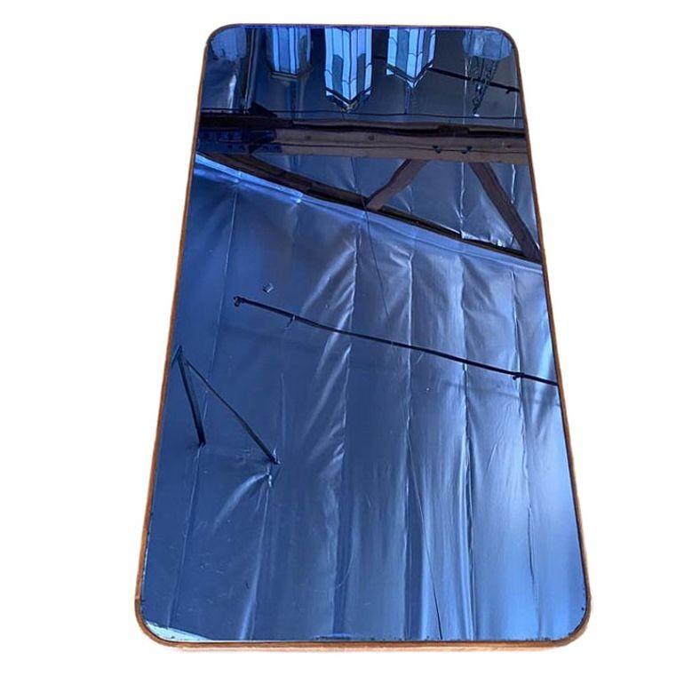 Verre Table basse Art déco Gilbert Rohde avec plateau en verre cobalt en vente