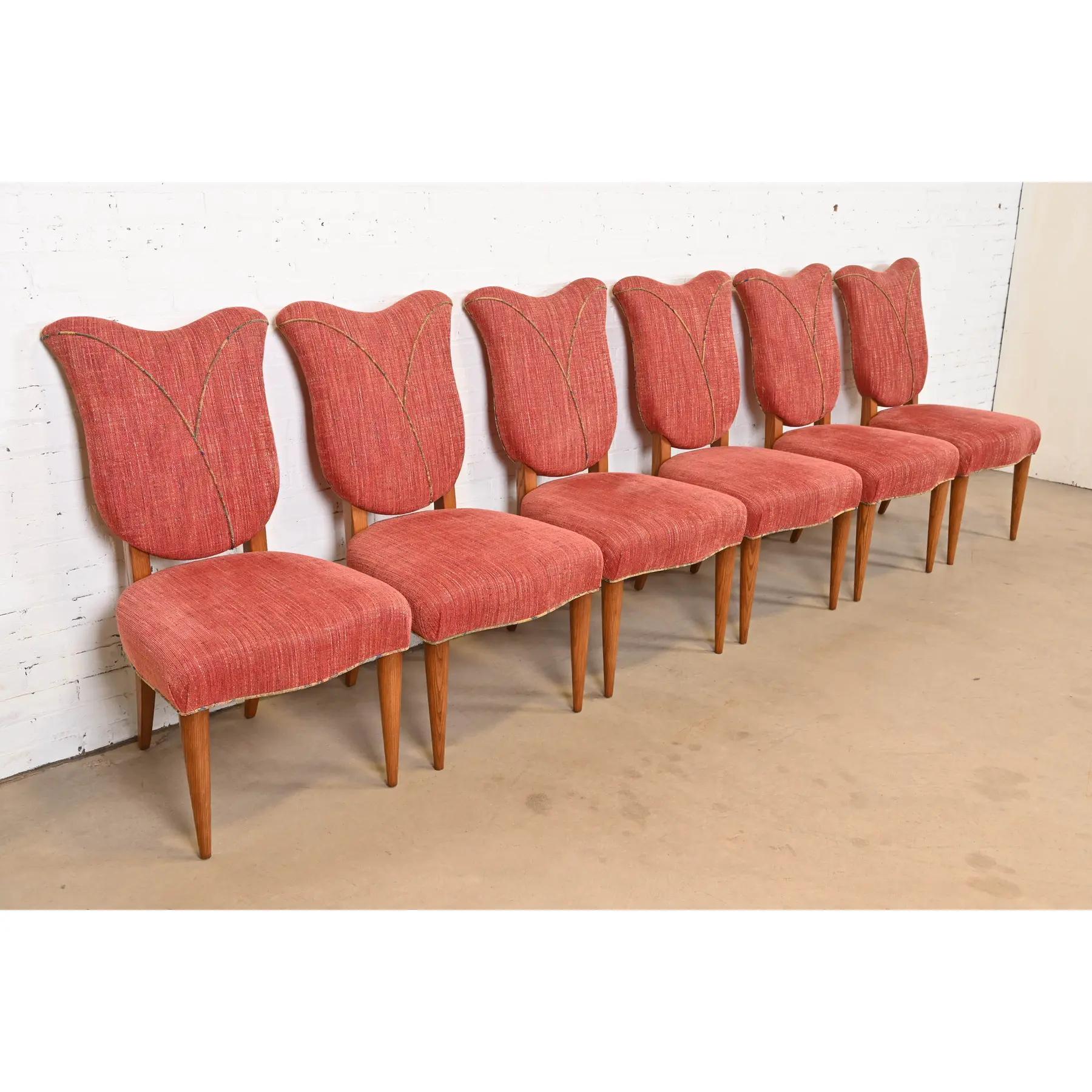 Gilbert Rohde Style Art Deco Tulip Form Dining Chairs, Set of Six In Good Condition In South Bend, IN