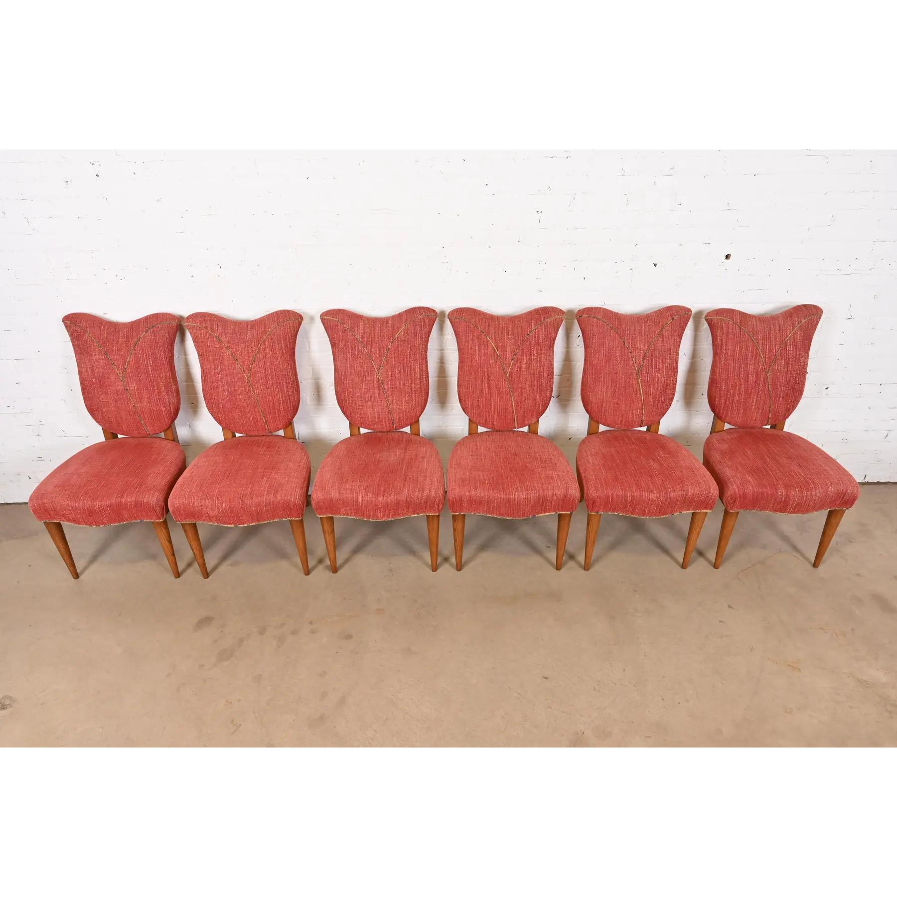 20th Century Gilbert Rohde Style Art Deco Tulip Form Dining Chairs, Set of Six