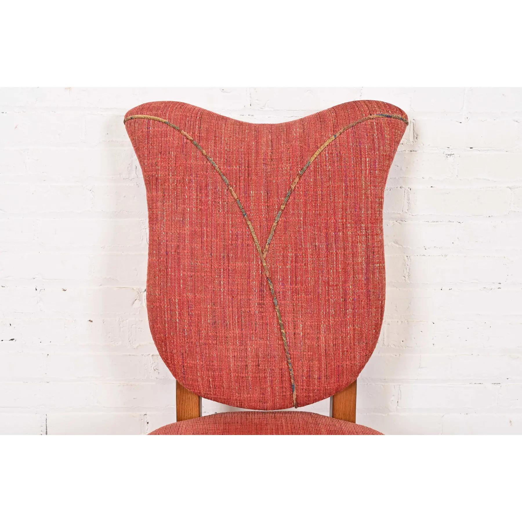 Upholstery Gilbert Rohde Style Art Deco Tulip Form Dining Chairs, Set of Six