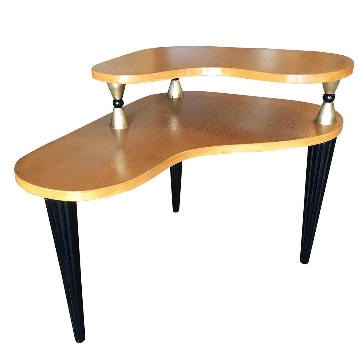 Mid-Century Modern Gilbert Rohde Style Two-Tier Biomorphic Side Table, Pair