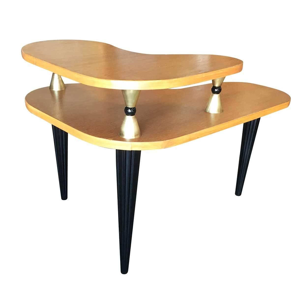 American Gilbert Rohde Style Two-Tier Biomorphic Side Table, Pair