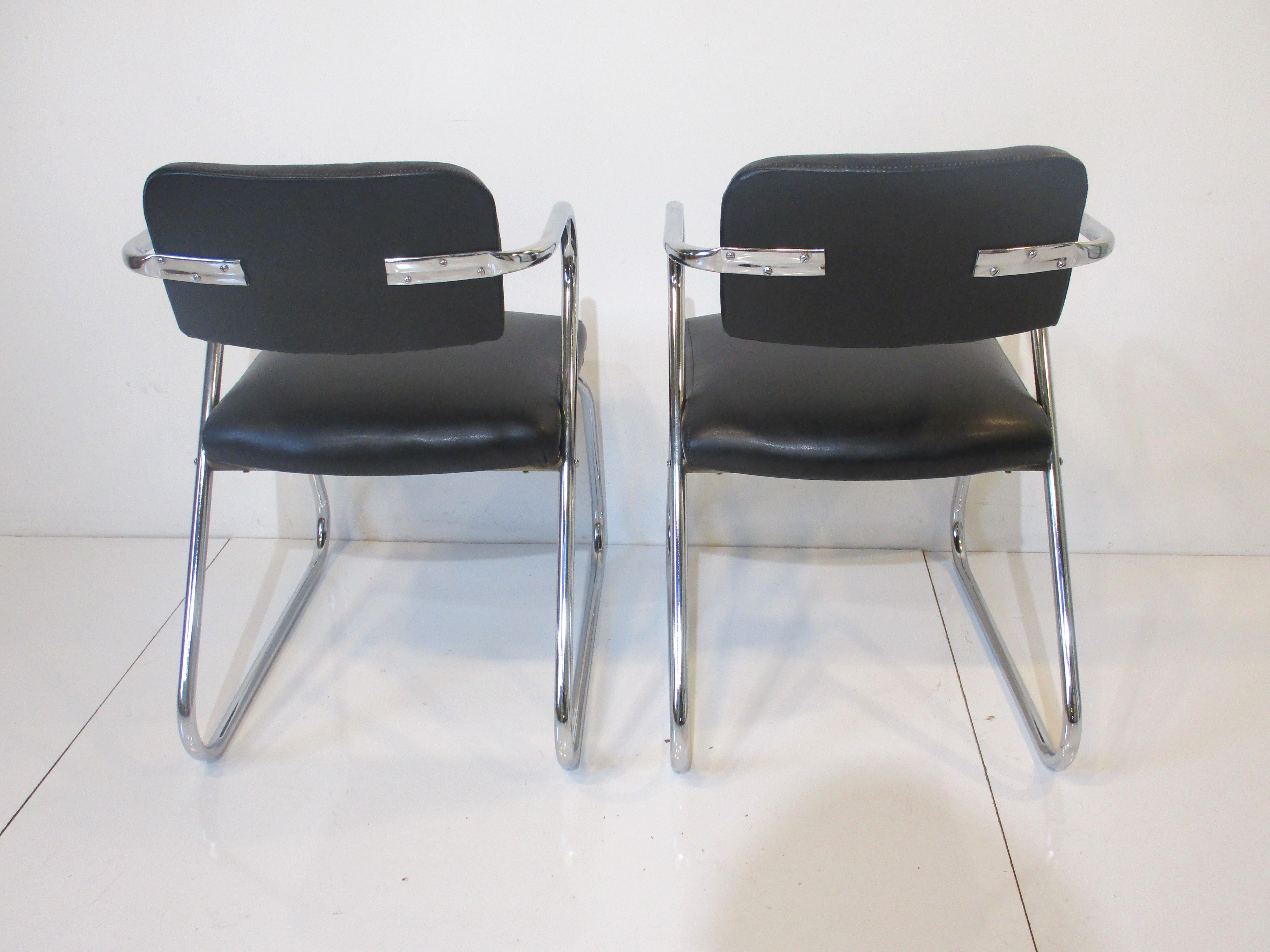 Chrome Gilbert Rohde Styled Art Deco Z Dining Chairs