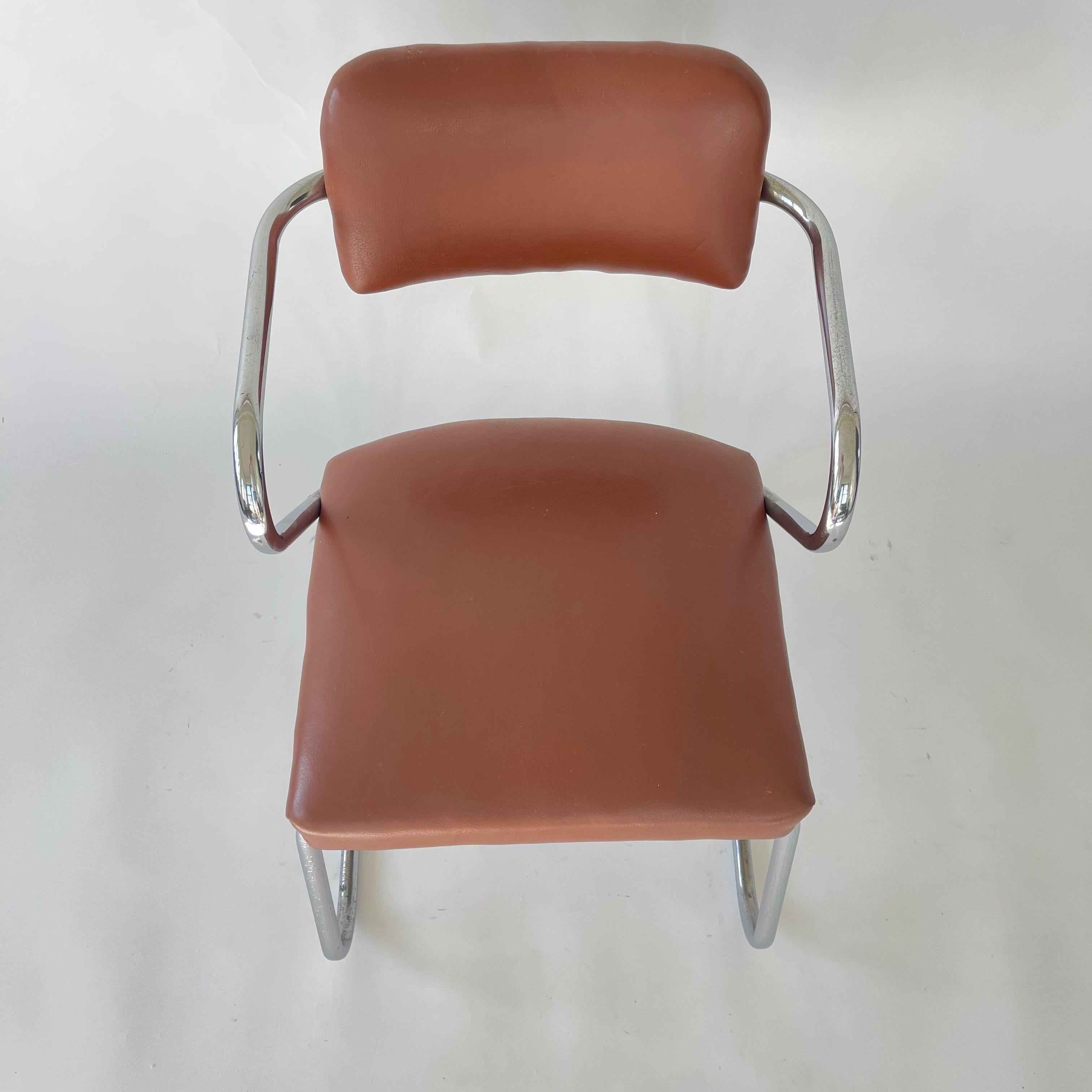 Gilbert Rohde Z Chair in Cognac Leather and Chrome for Troy Sunshade, USA 1930s For Sale 2