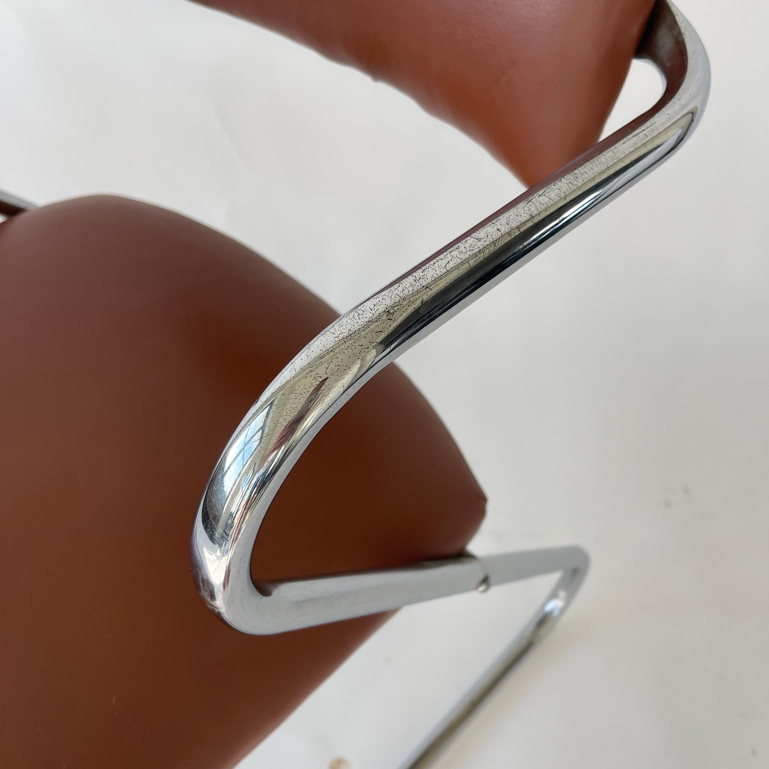 Gilbert Rohde Z Chair in Cognac Leather and Chrome for Troy Sunshade, USA 1930s For Sale 5