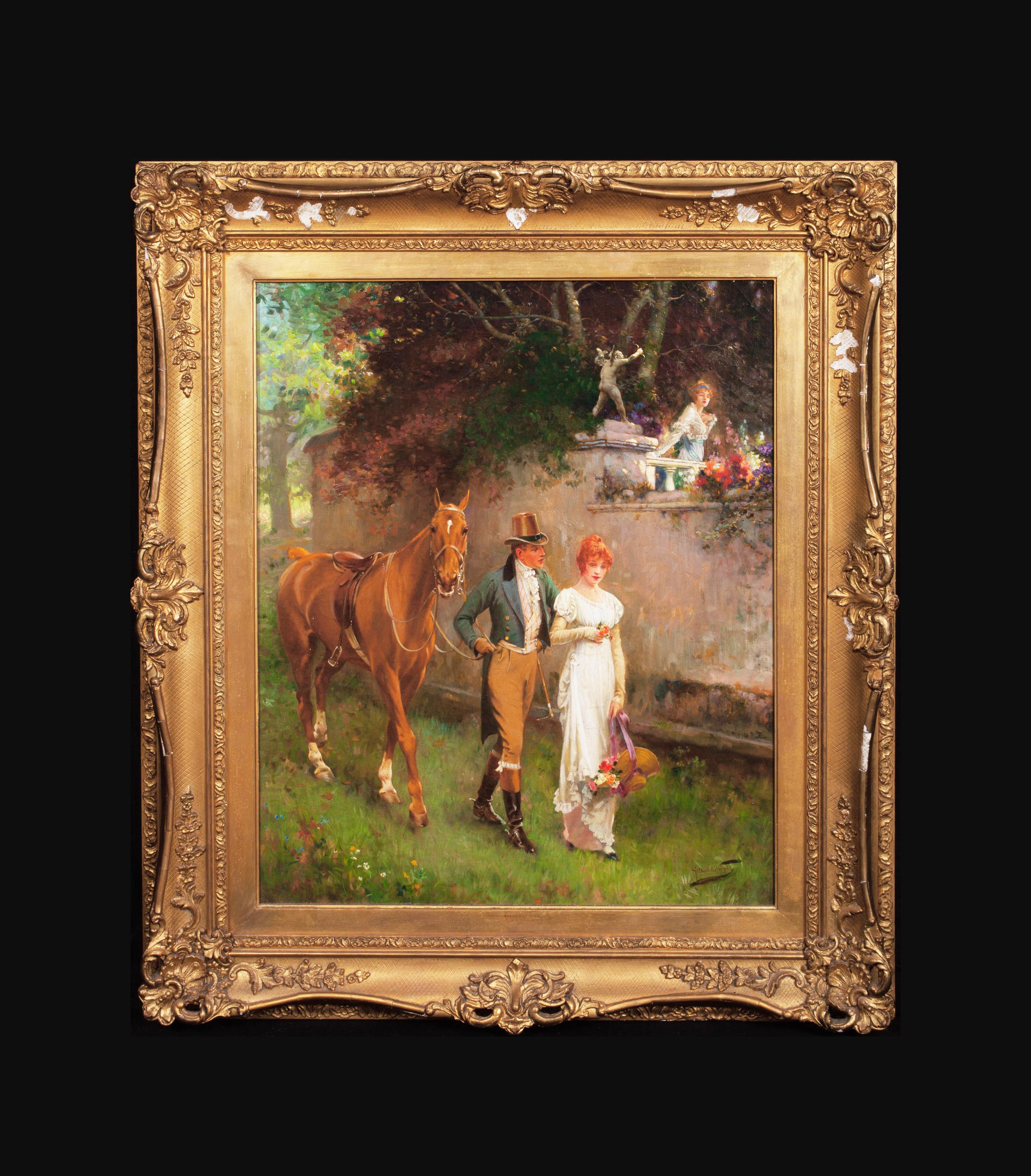 The Ardent Suitor, 19th century - Painting by Gilbert Scott Wright