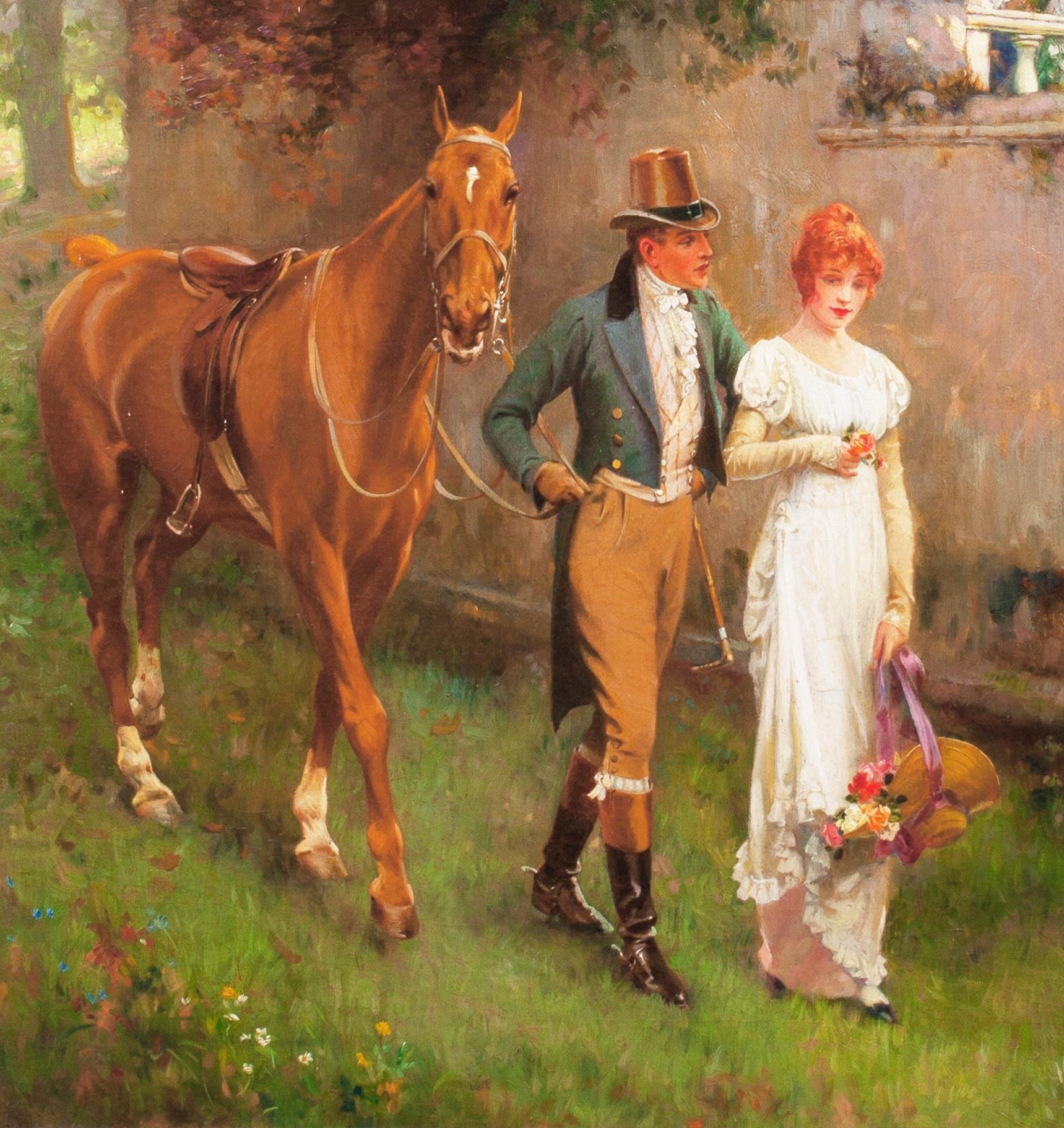 The Ardent Suitor, 19th century - Brown Portrait Painting by Gilbert Scott Wright
