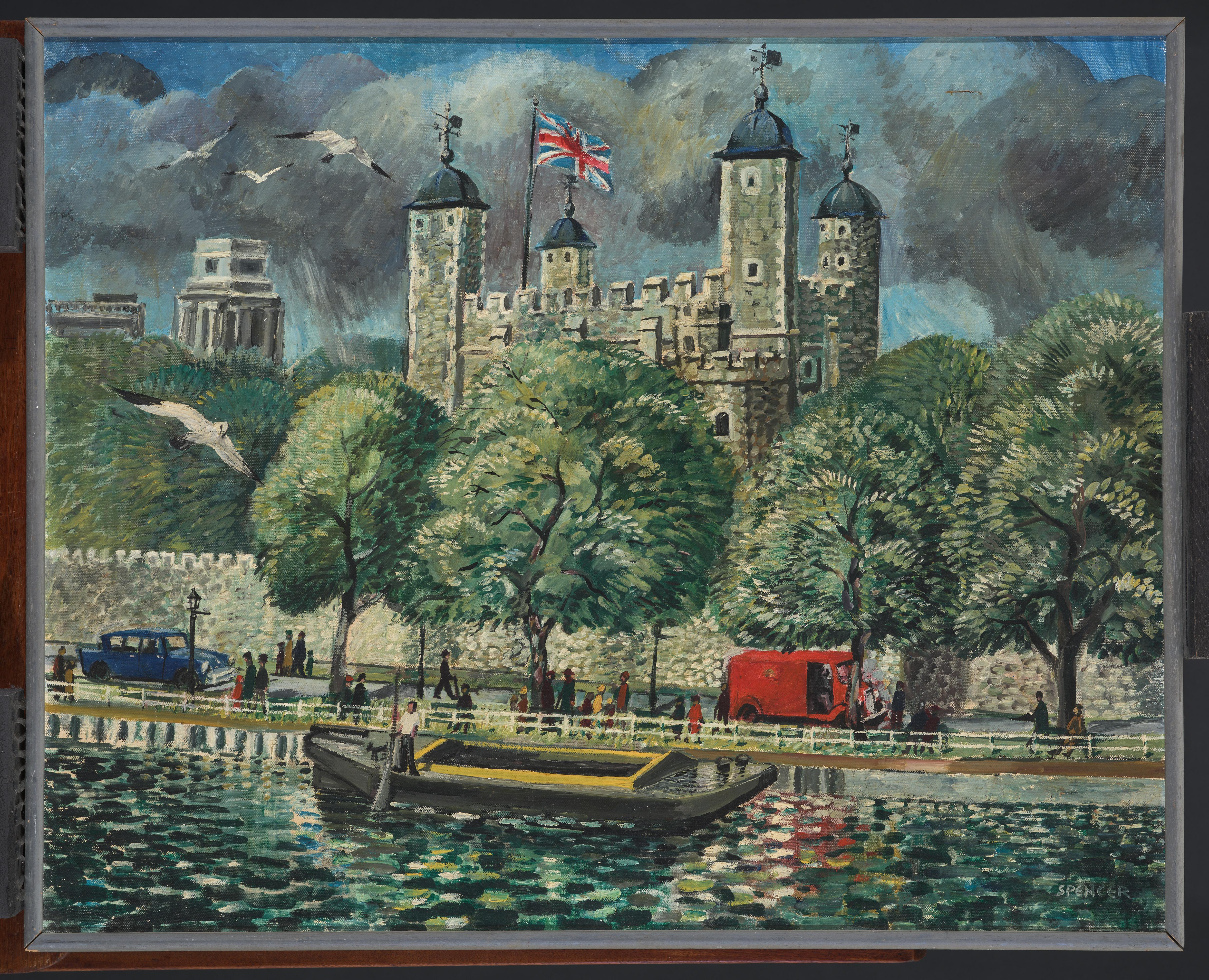 Gilbert Spencer RA, RWS, NEAC Landscape Painting – Der Londoner Tower of London