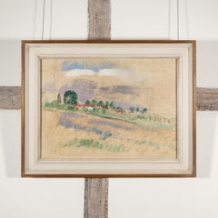 Village in a Landscape - 20th C. Rural Landscape Oil Painting by Gilbert Spencer
