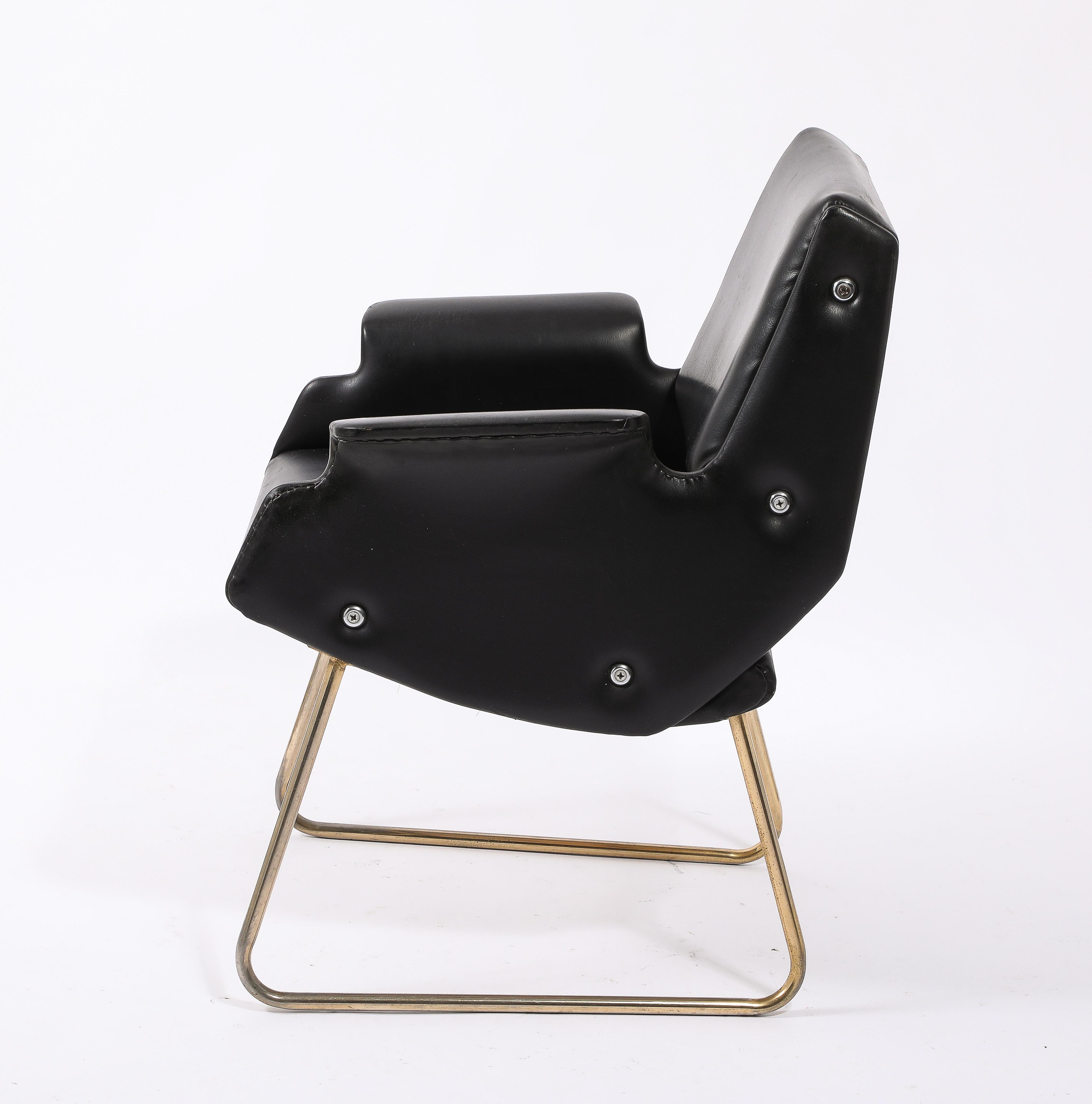 Gilbert Steiner Black Armchair, France 1960's For Sale 3