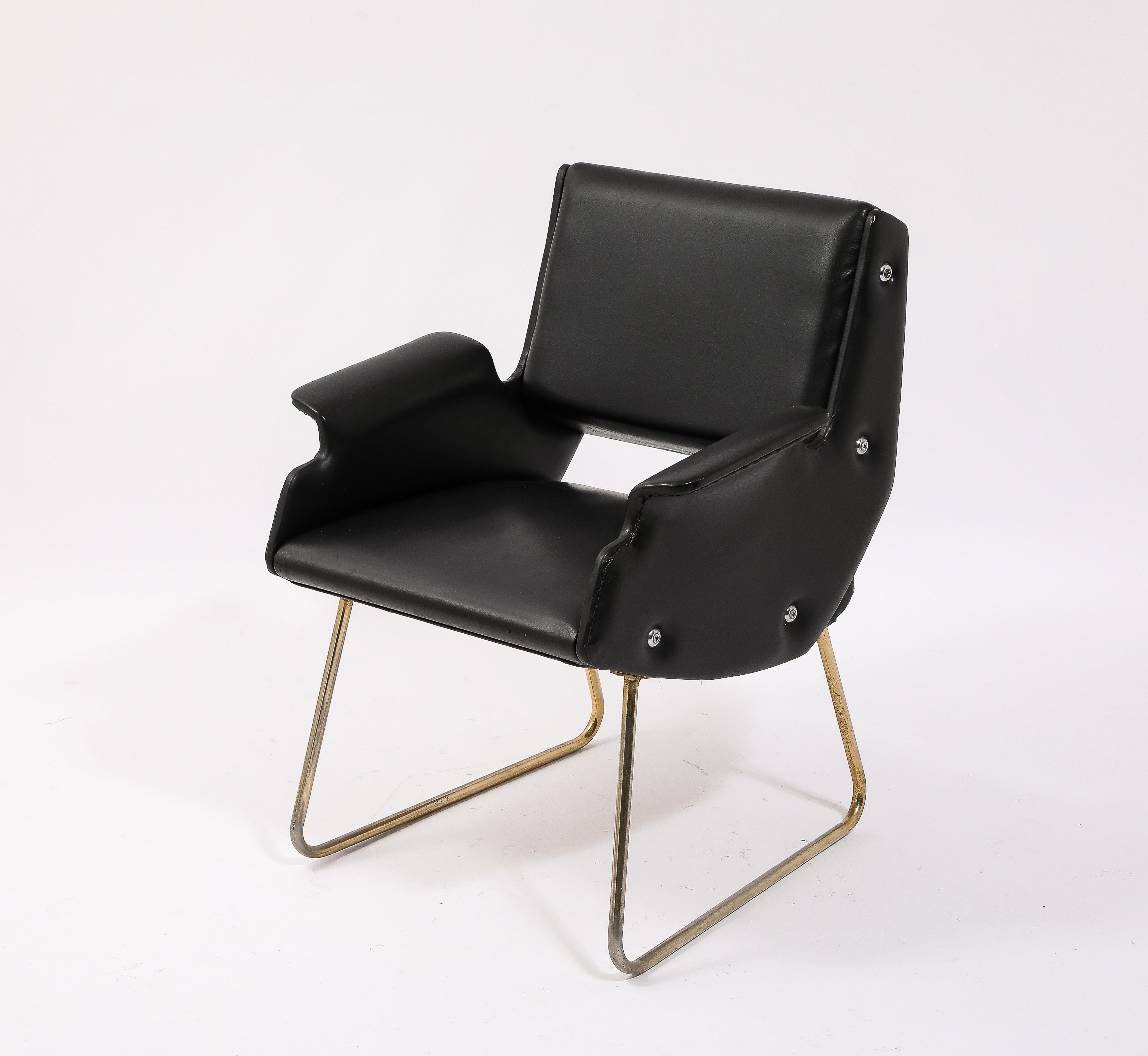 Gilbert Steiner Black Armchair, France 1960's For Sale 4