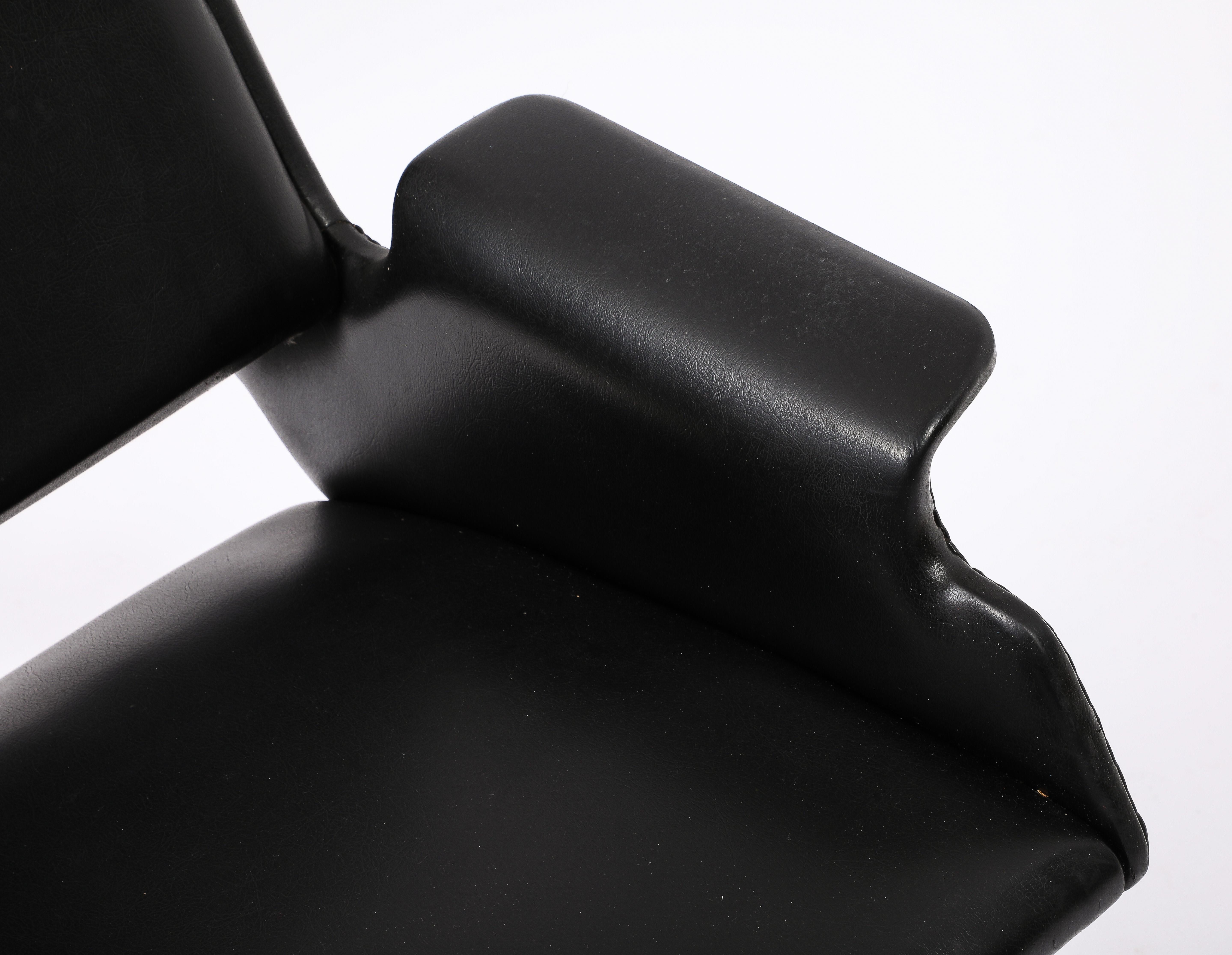 French Gilbert Steiner Black Armchair, France 1960's For Sale