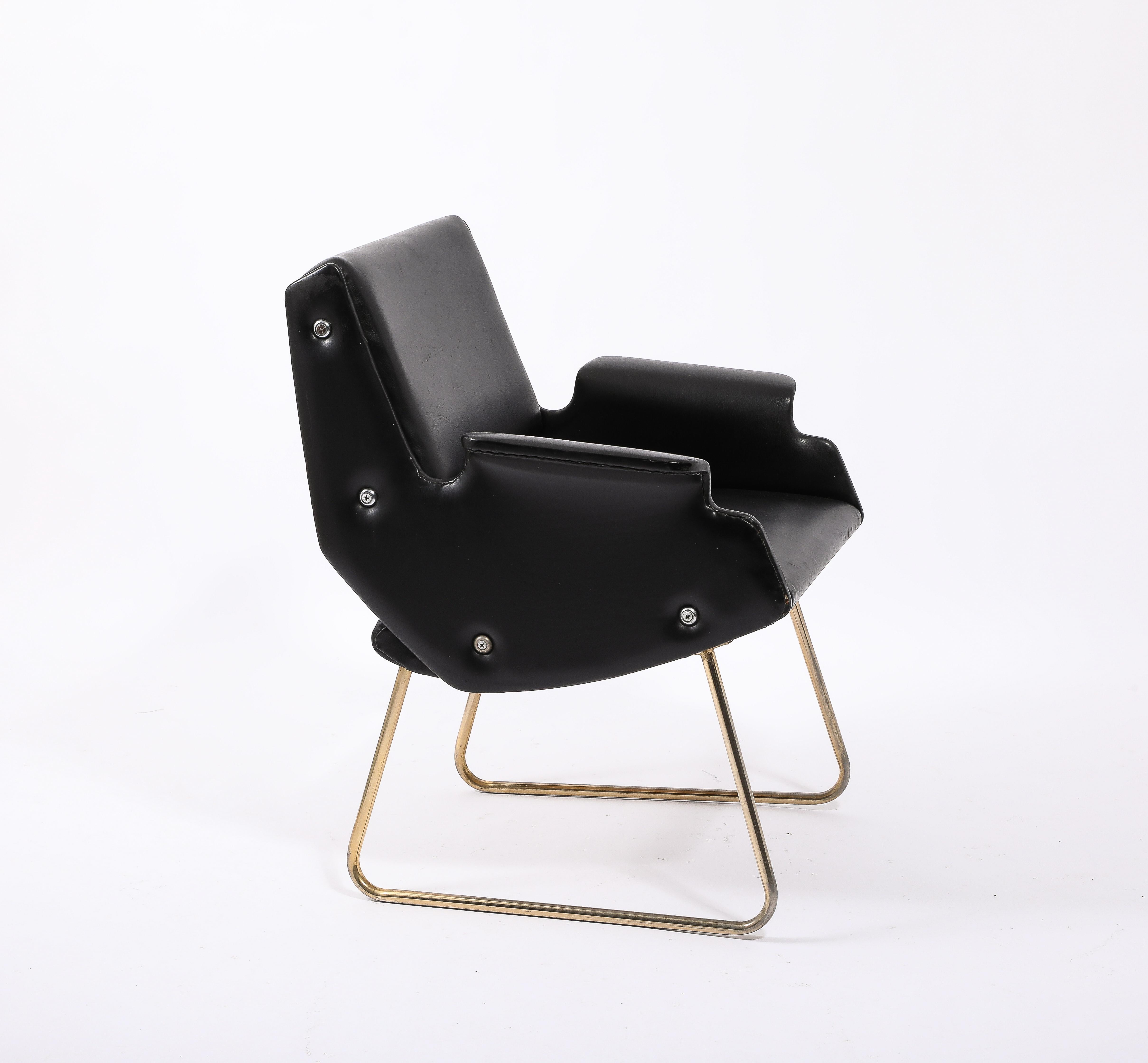 20th Century Gilbert Steiner Black Armchair, France 1960's For Sale