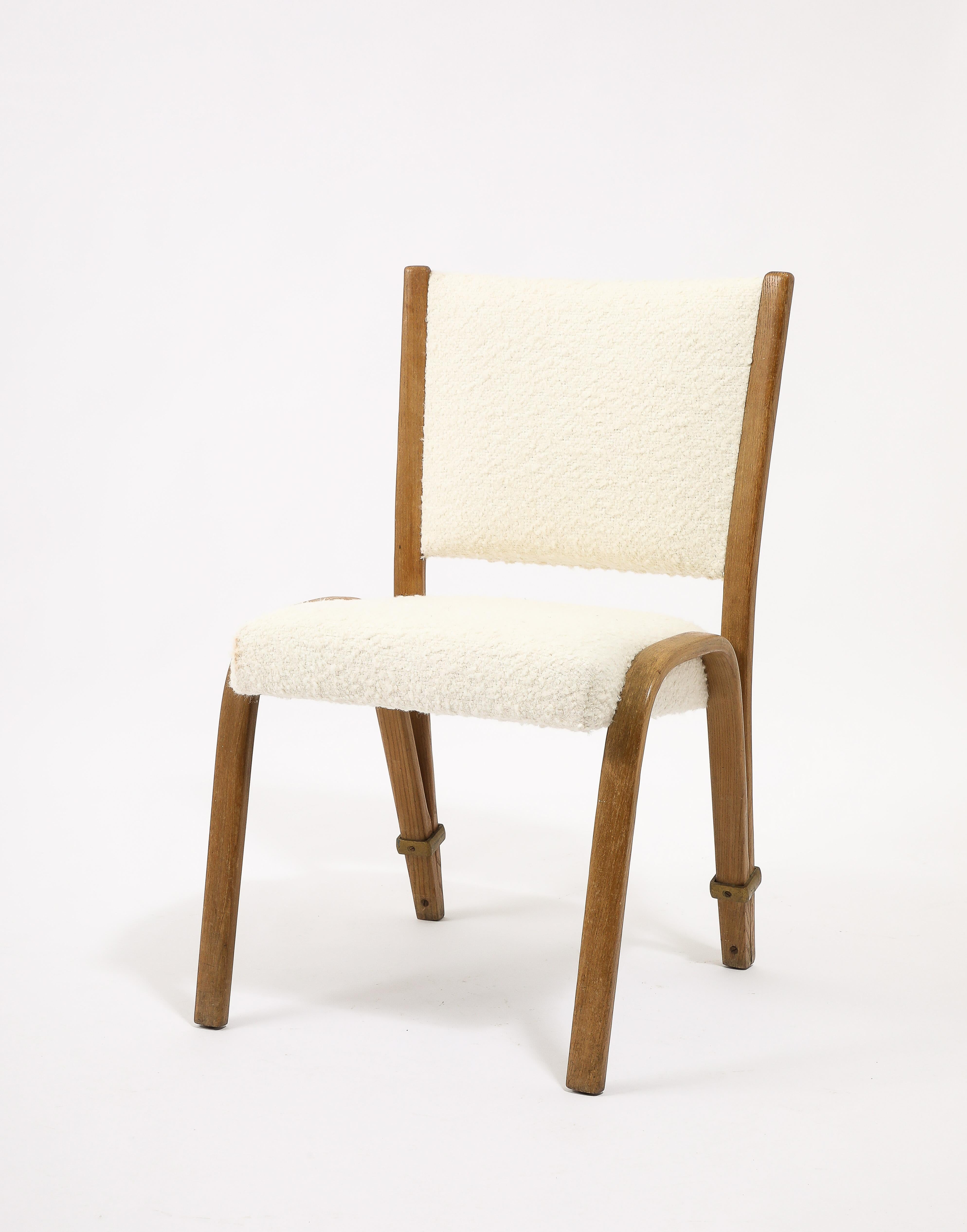 Mid-Century Modern Gilbert Steiner “BowWood” Side Chairs Dining Chair, France 1960's For Sale