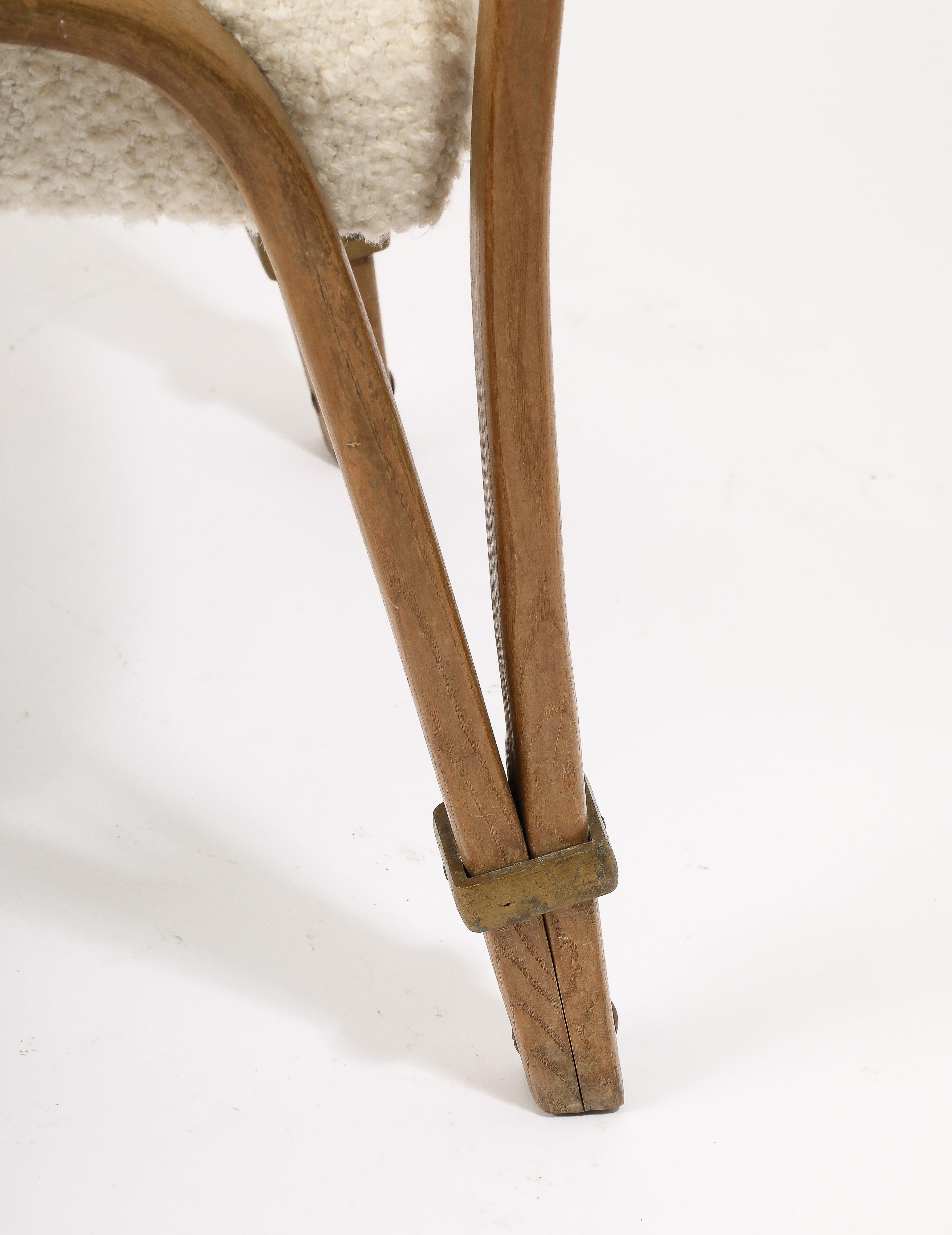 French Gilbert Steiner “BowWood” Side Chairs Dining Chair, France 1960's For Sale