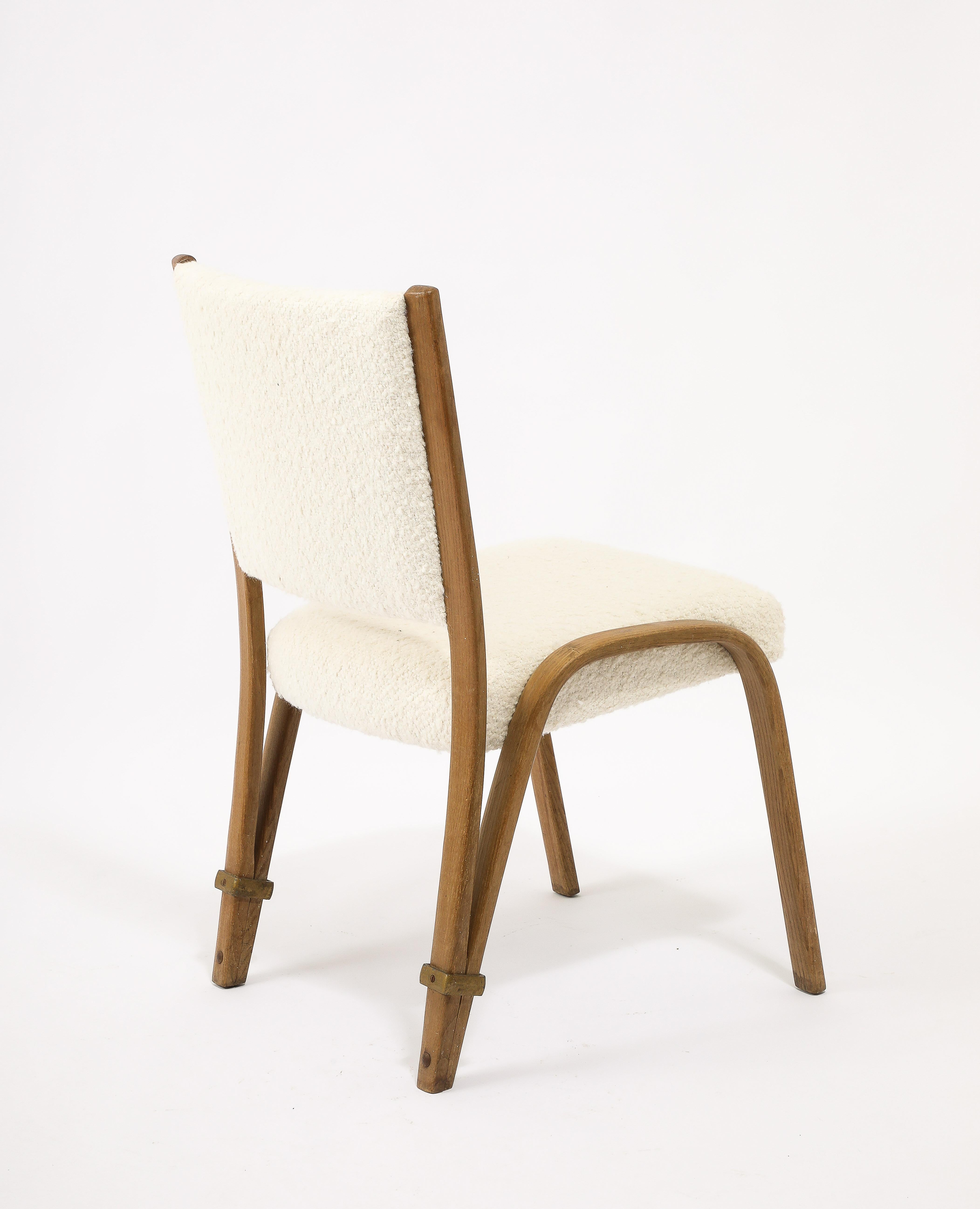 Brass Gilbert Steiner “BowWood” Side Chairs Dining Chair, France 1960's For Sale