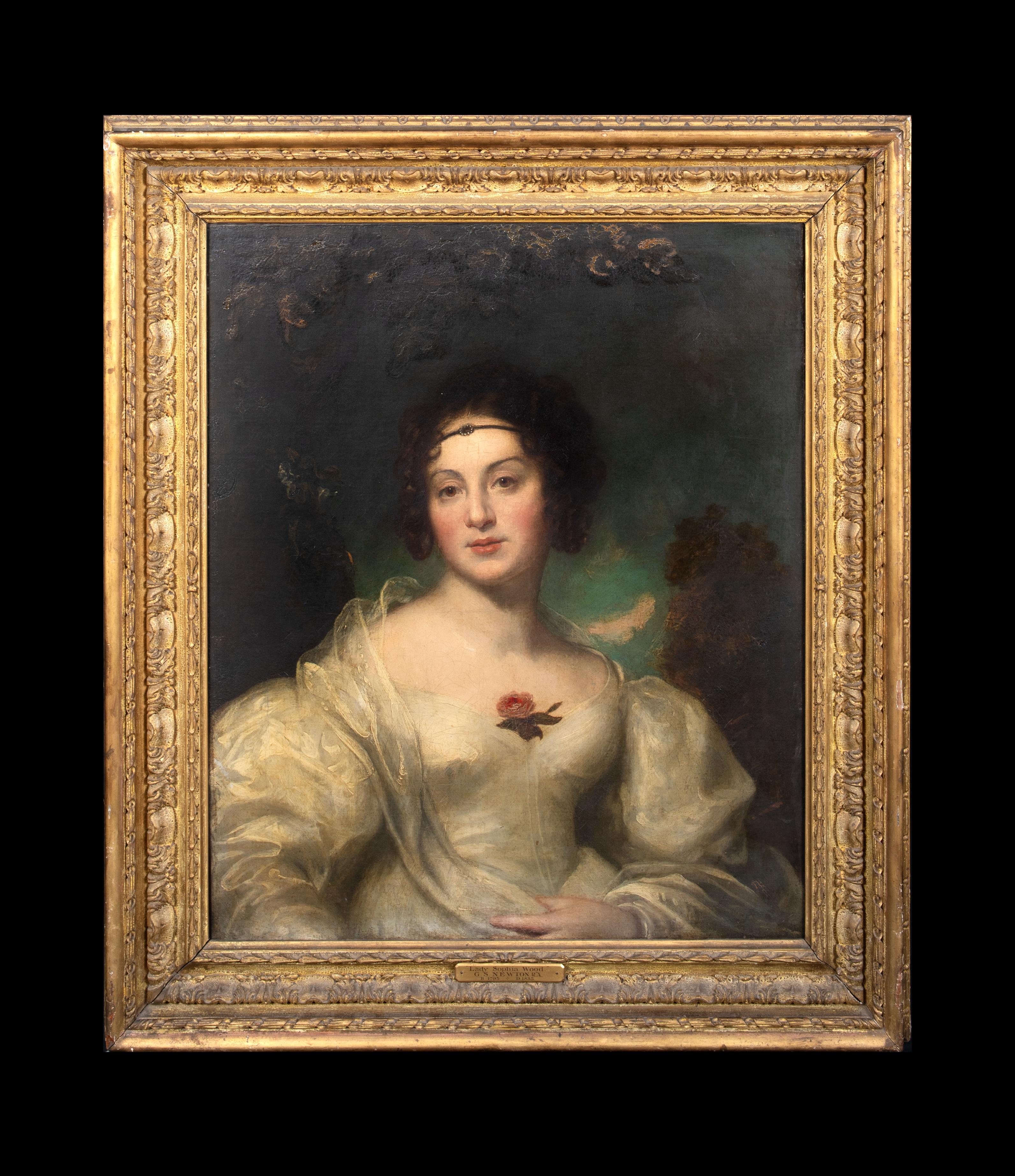 Portrait Of Lady Sophia Wood (1795-1835), 19th Century  by Gilbert Stuart Newton For Sale 1