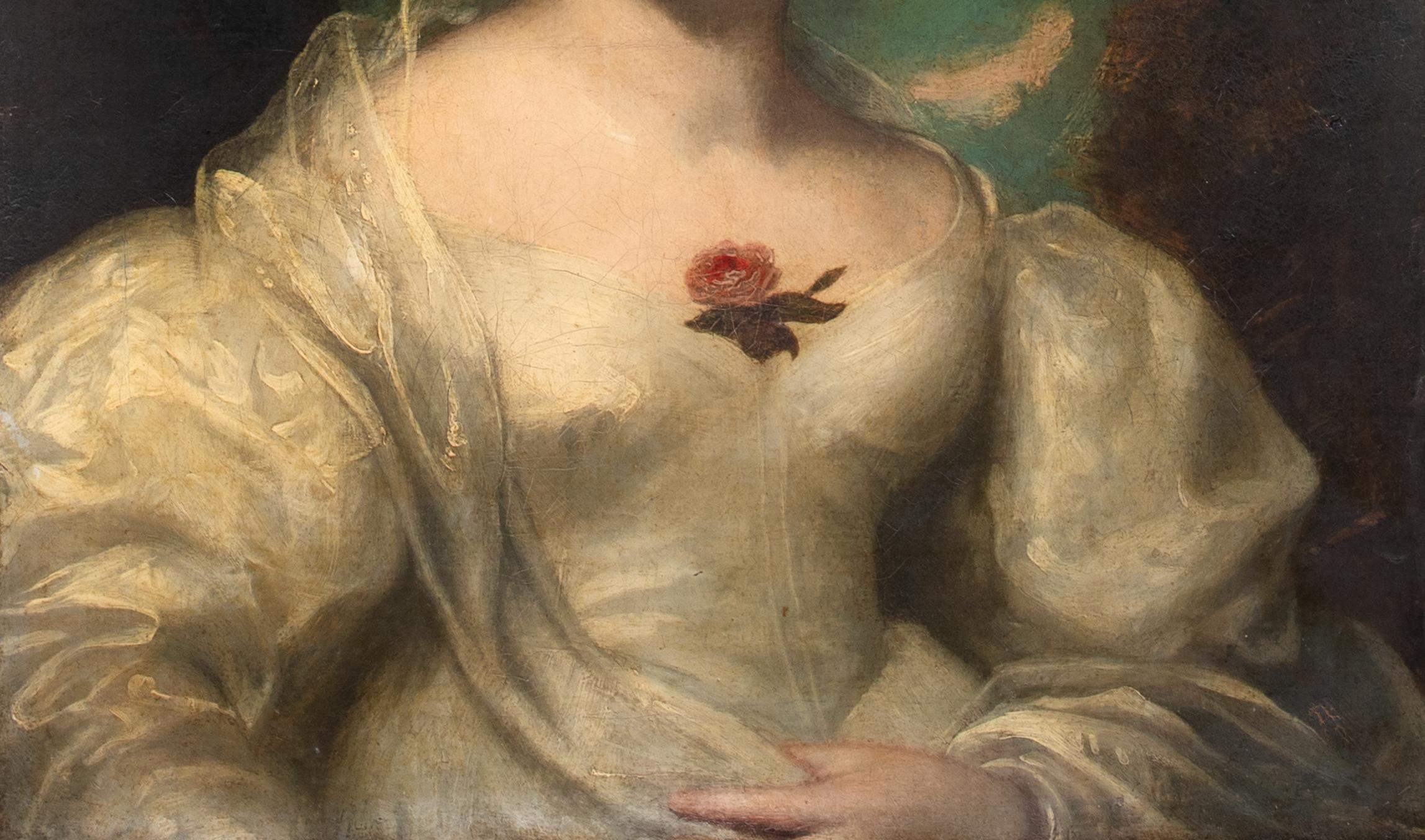 Portrait Of Lady Sophia Wood (1795-1835), 19th Century  by Gilbert Stuart Newton For Sale 4