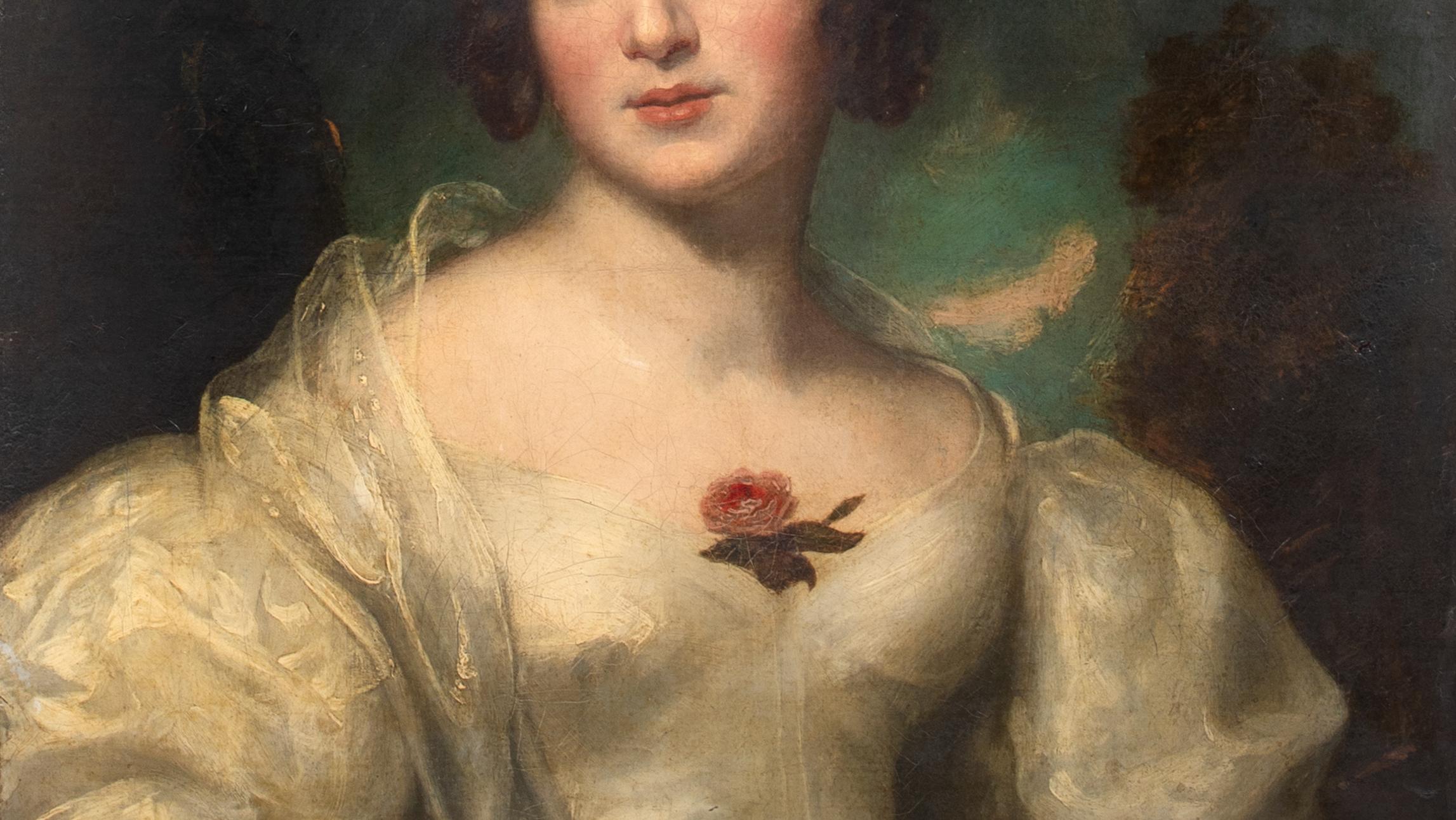 Portrait Of Lady Sophia Wood (1795-1835), 19th Century  by Gilbert Stuart Newton For Sale 5