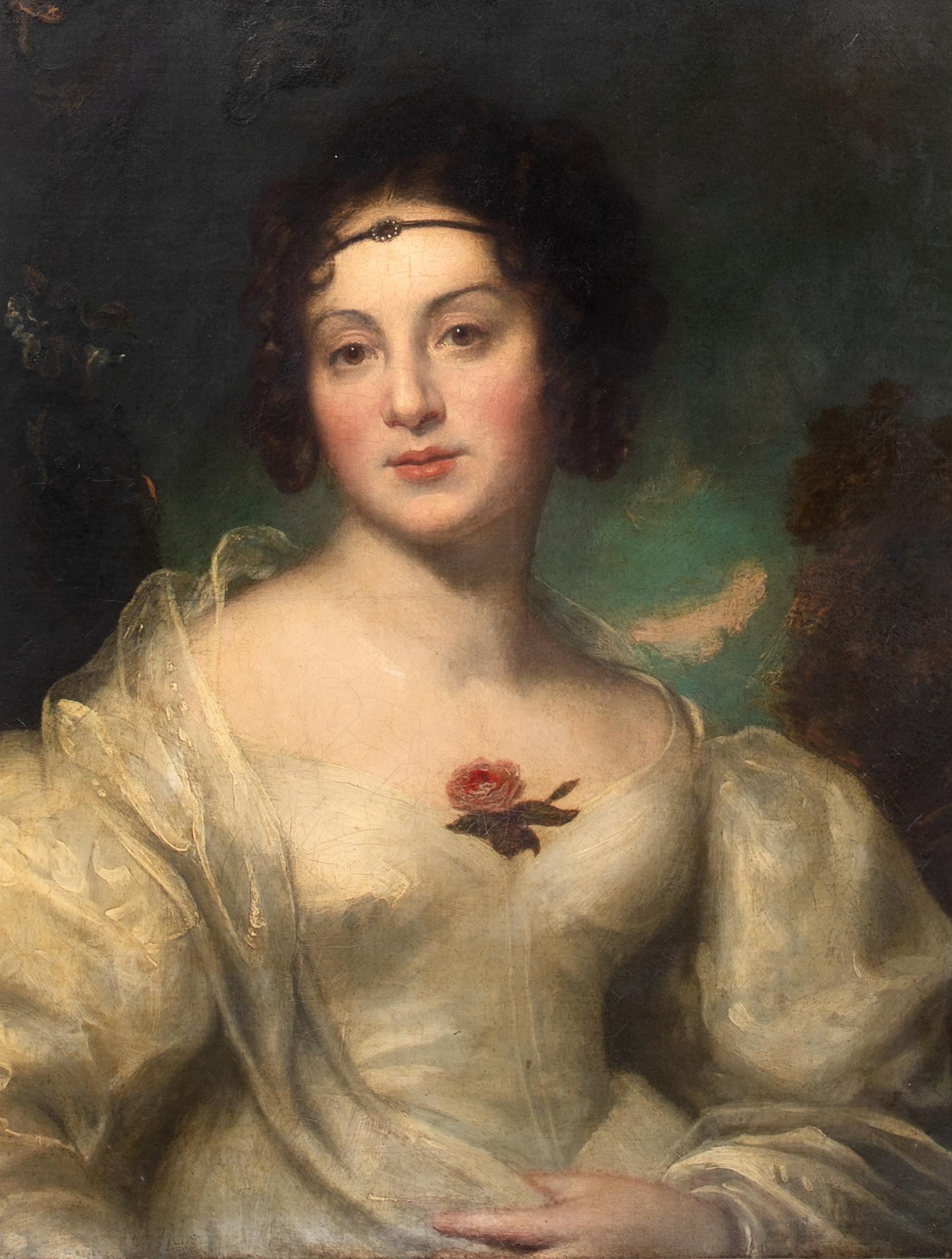 Portrait Of Lady Sophia Wood (1795-1835), 19th Century  by Gilbert Stuart Newton For Sale 6