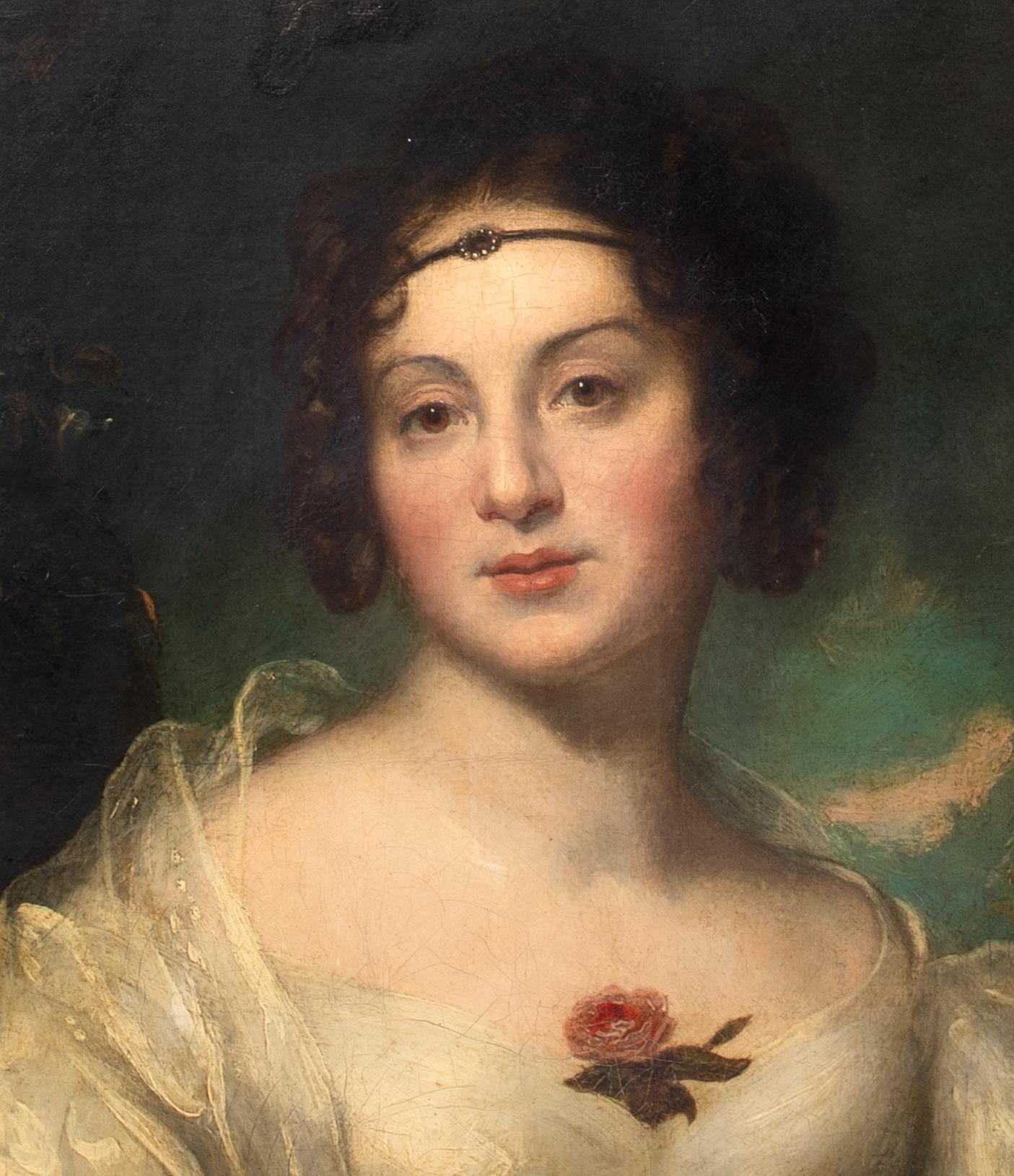 Portrait Of Lady Sophia Wood (1795-1835), 19th Century  by Gilbert Stuart Newton For Sale 7