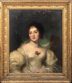 Antique Portrait Of Lady Sophia Wood (1795-1835), 19th Century  by Gilbert Stuart Newton