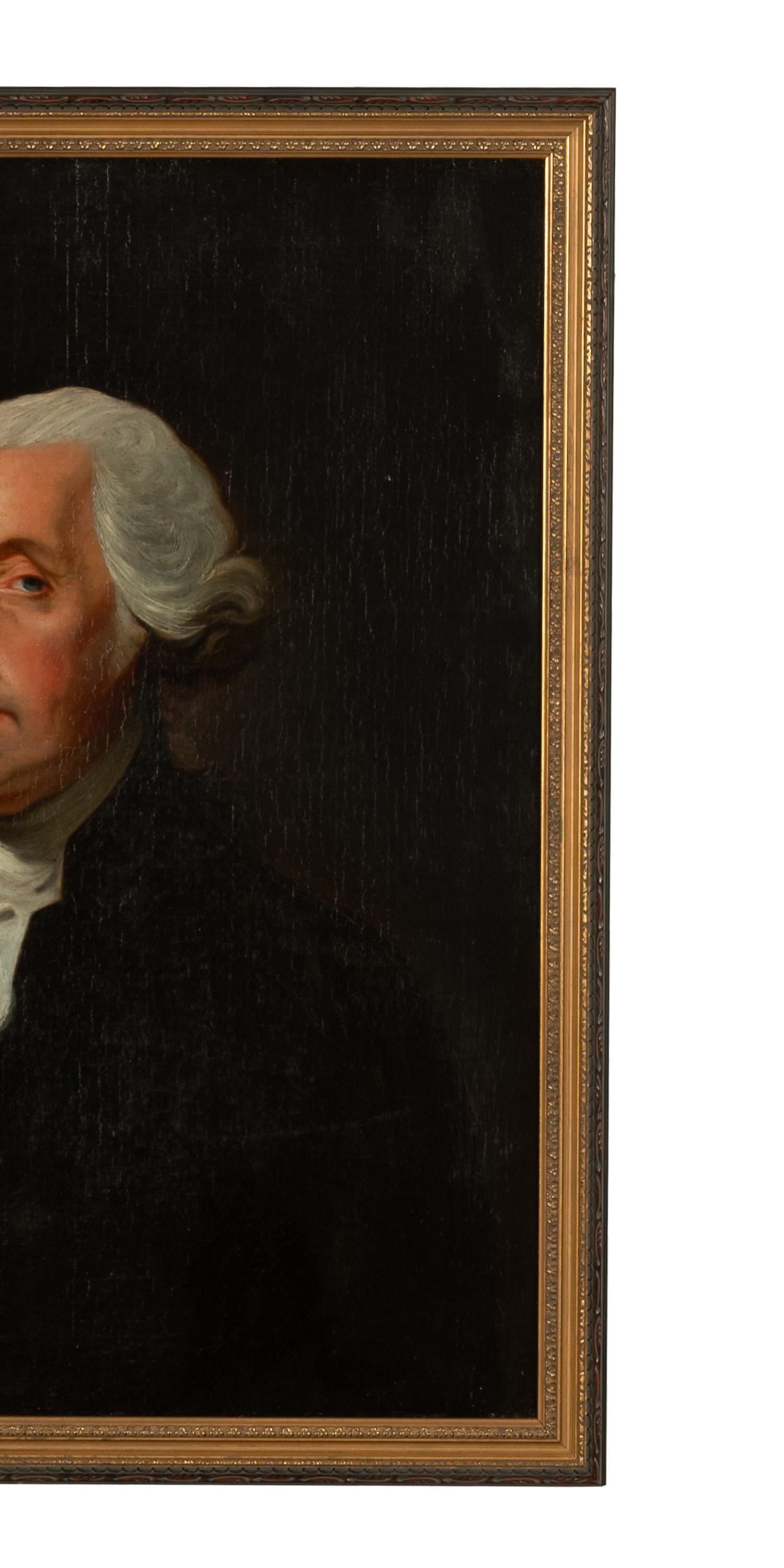 Antikes amerikanisches Ölgemälde des 19. Jahrhunderts, Porträt George Washington Athenaeum, Athenaeum (Schwarz), Portrait Painting, von Gilbert Stuart