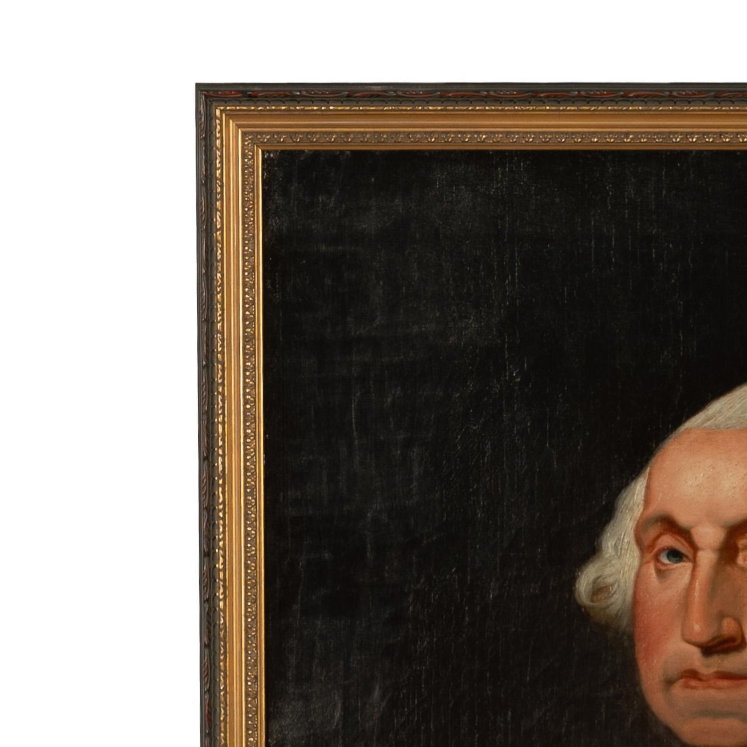 Antikes amerikanisches Ölgemälde des 19. Jahrhunderts, Porträt George Washington Athenaeum, Athenaeum 3