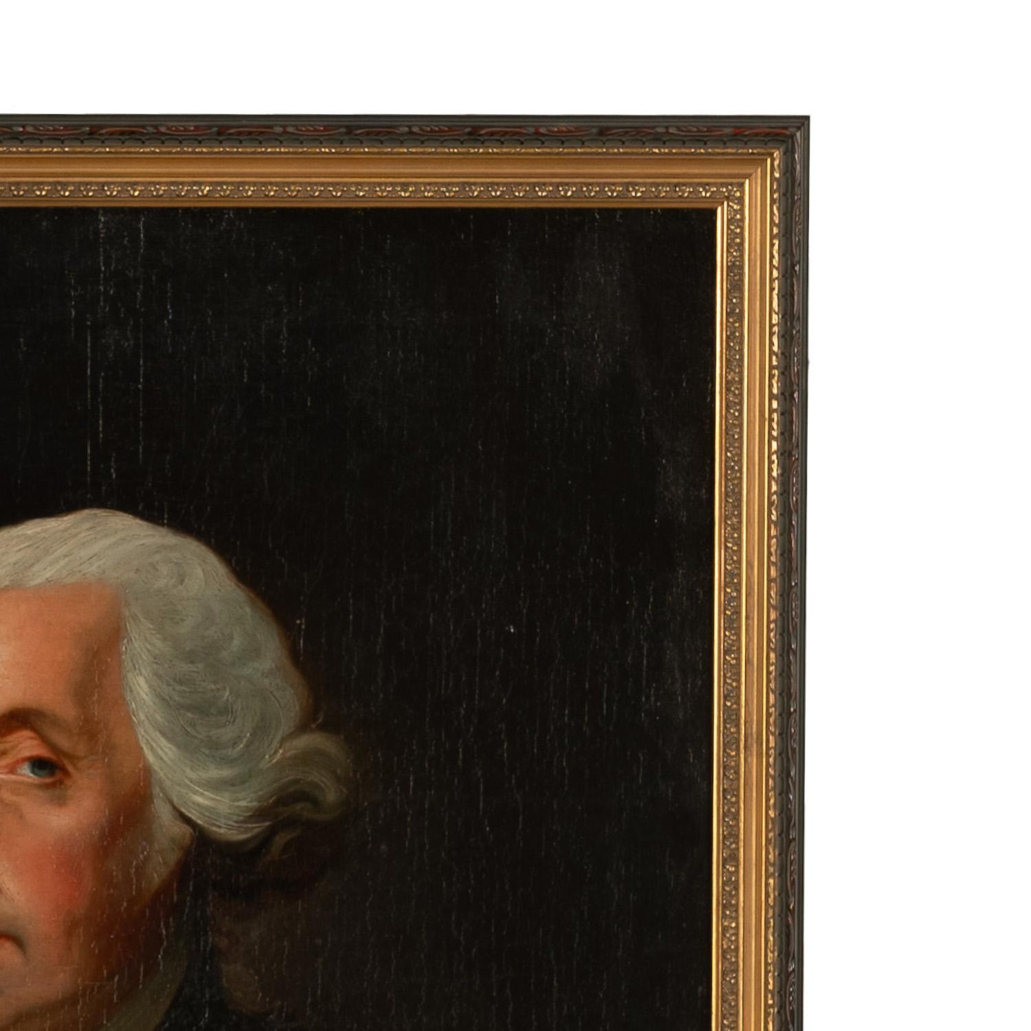 Antikes amerikanisches Ölgemälde des 19. Jahrhunderts, Porträt George Washington Athenaeum, Athenaeum 4